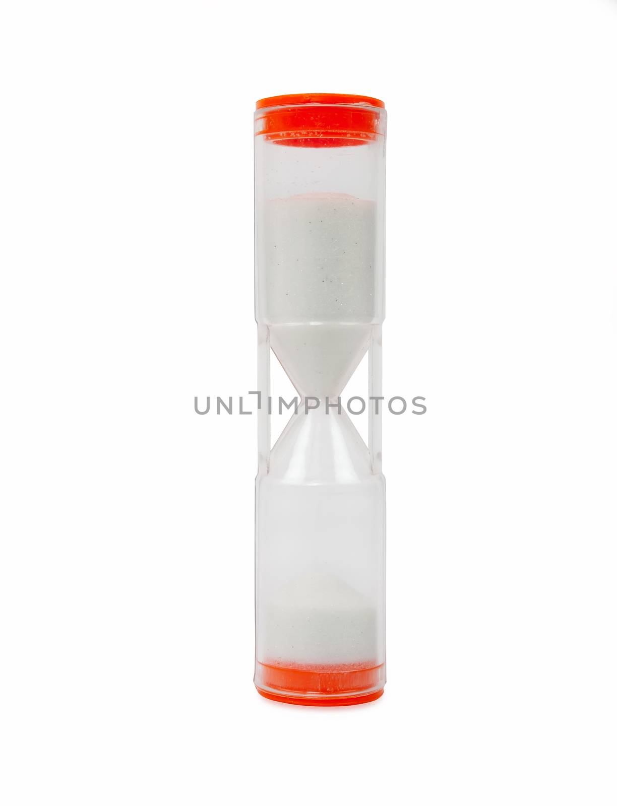 plastic children hourglass isolated on white background