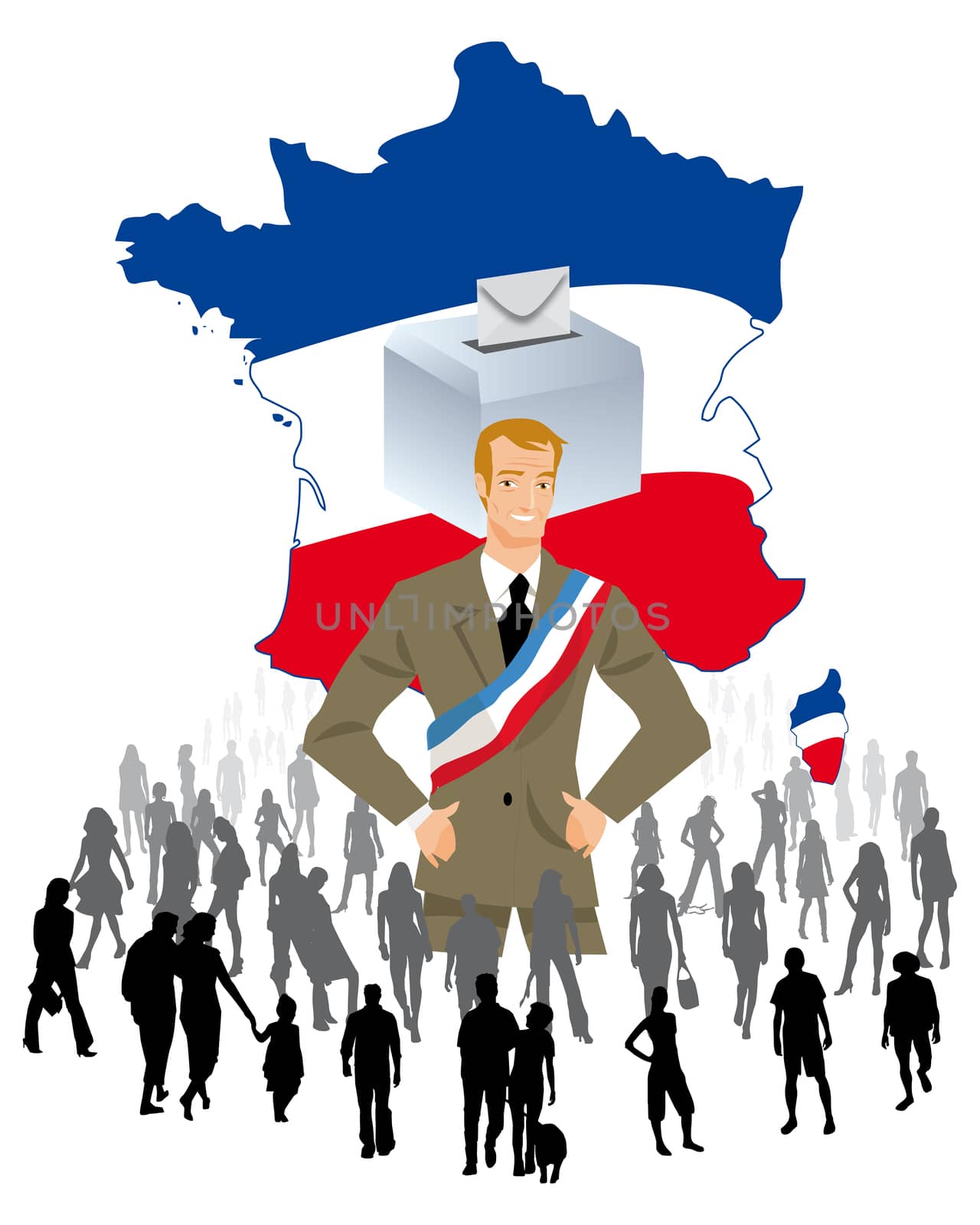 an urn on a map of France for democratic elections Political Parties