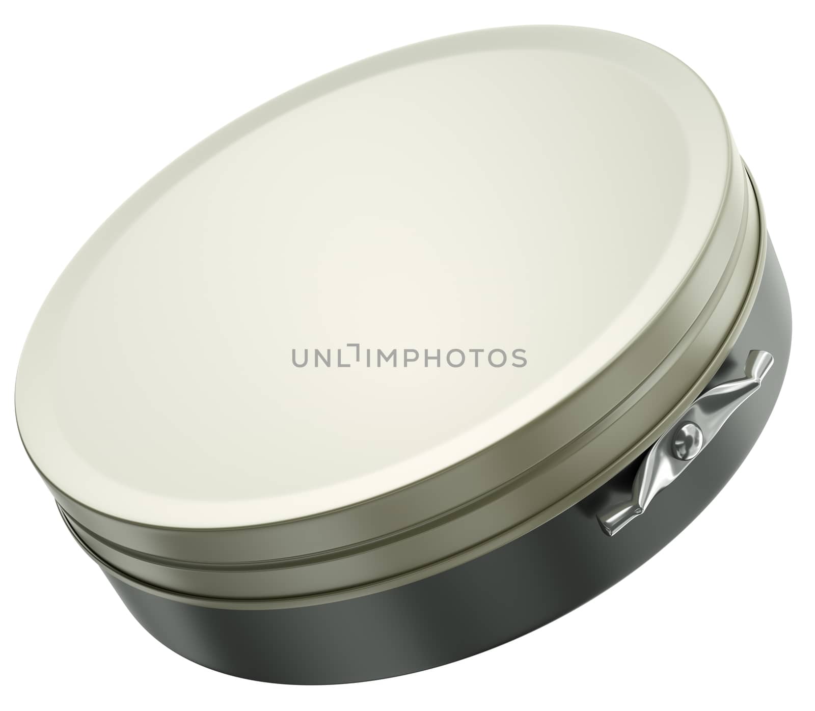 Blank shoe polish box isolated on a white background. 3D render.