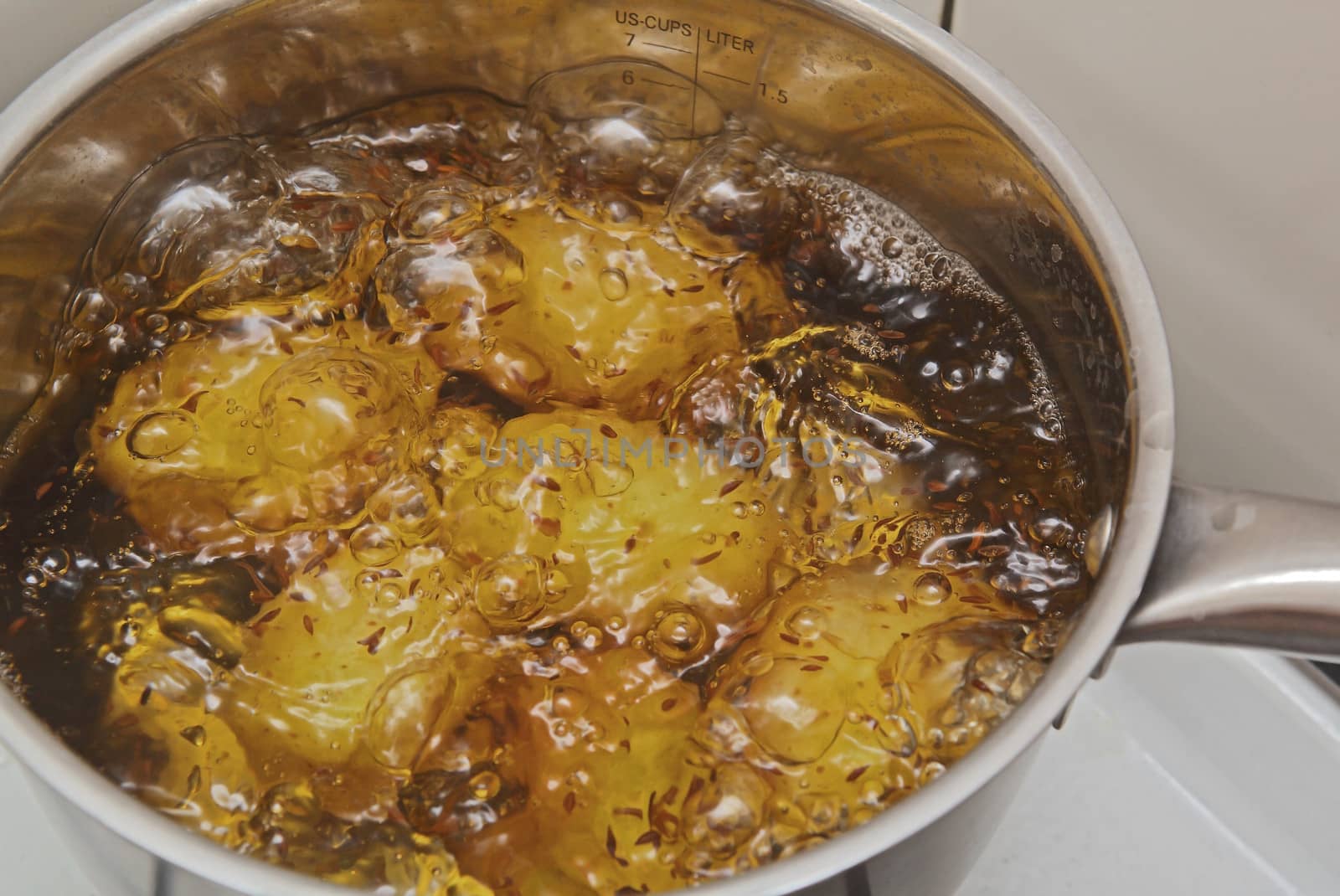 pot with a boiling potatoes