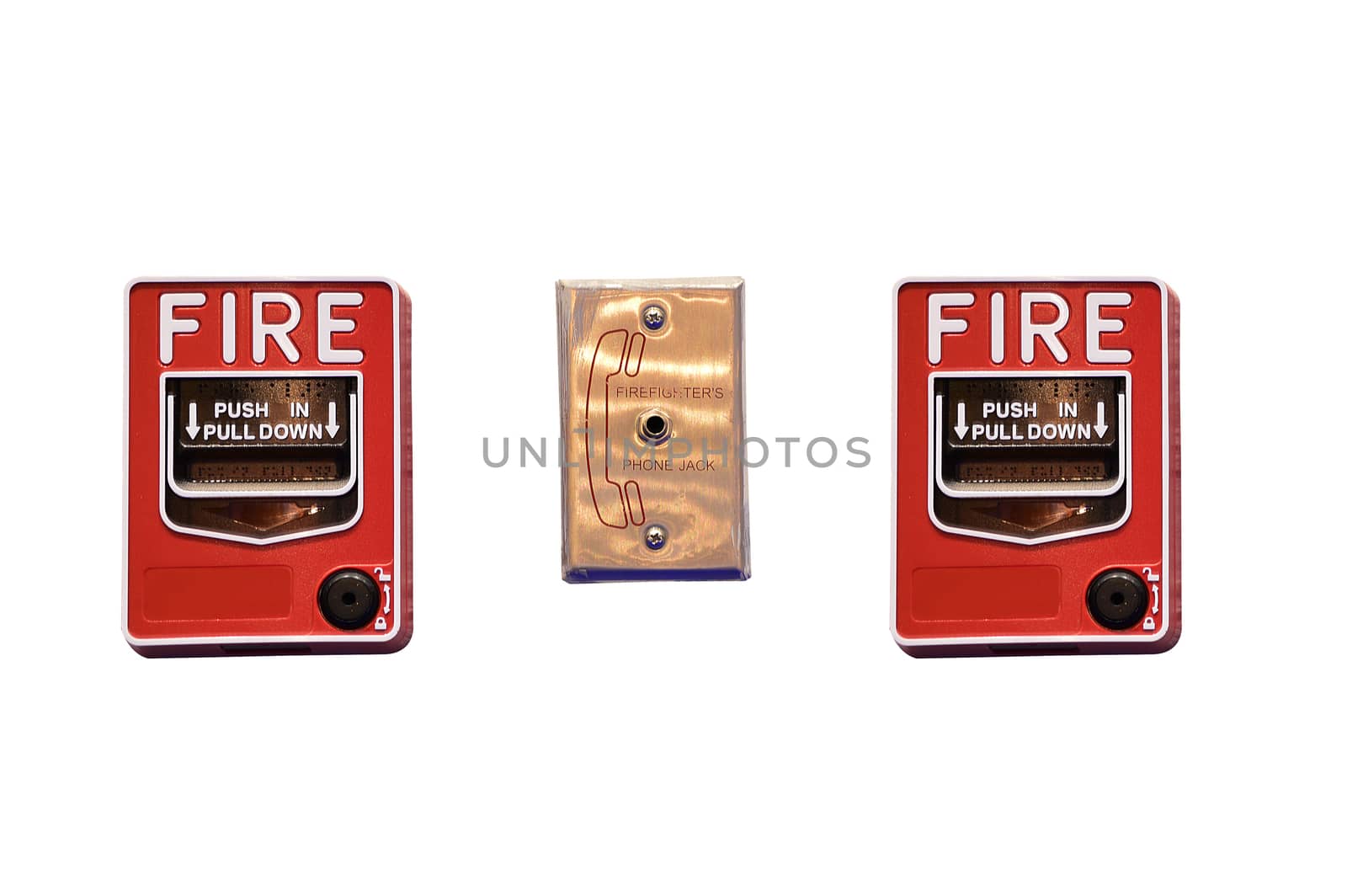 Fire alarm switch isolate on white background