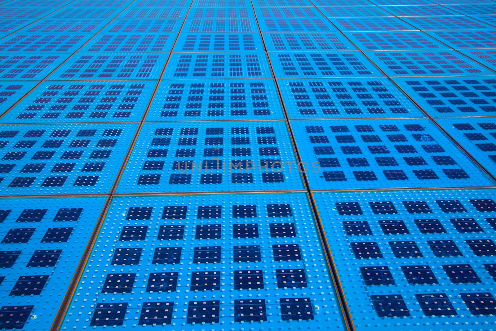 Solar panels on the waterfront in the background of Zadar, Croatia. "Monument of Sun Salutation." Photovoltaic renewable energy source.