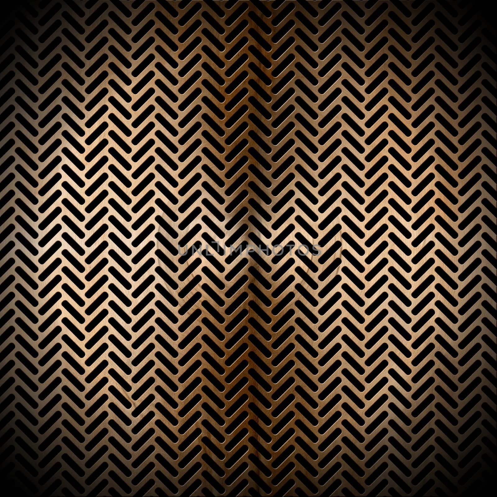 Metallic brown abstract background with grid and blacks holes
