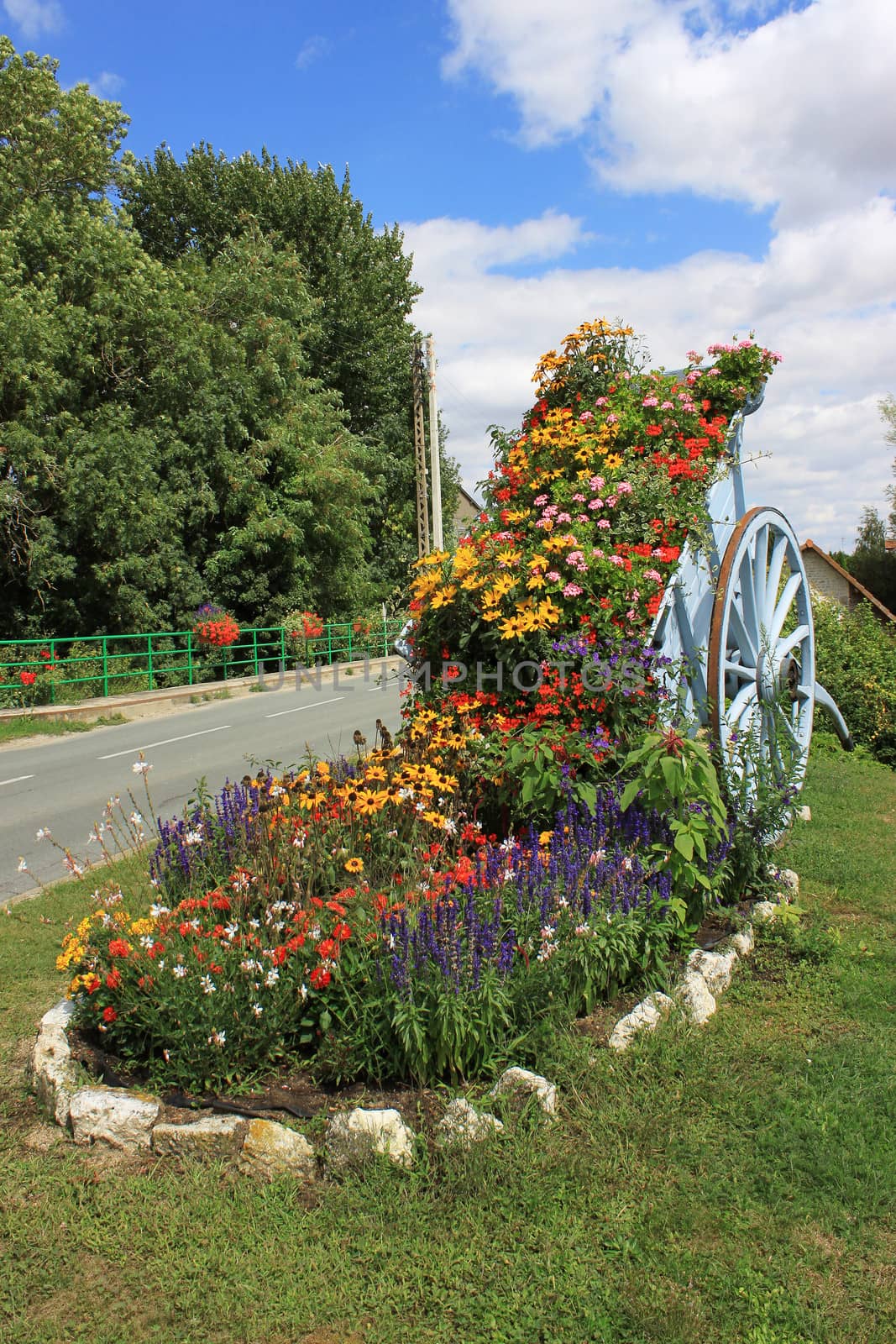 A cart for agriculture with flowers