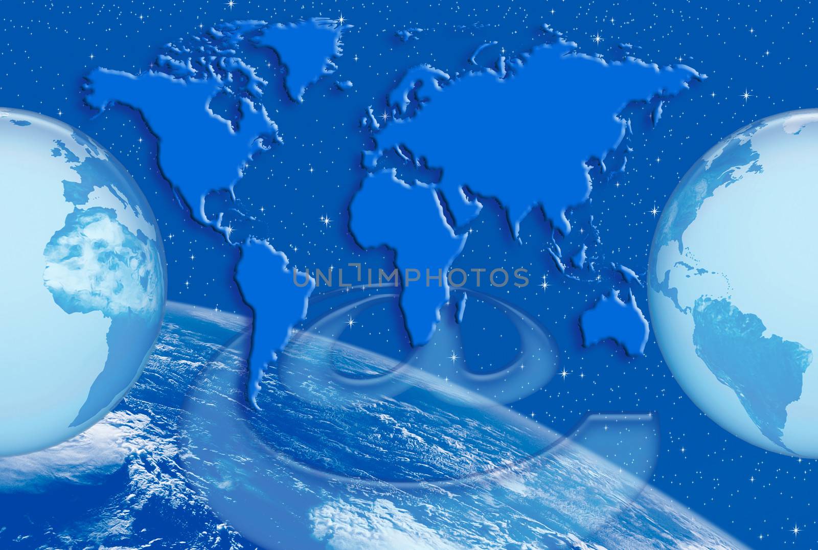 Communication and Internet networks in the world base map of the world and planet earth with digital system