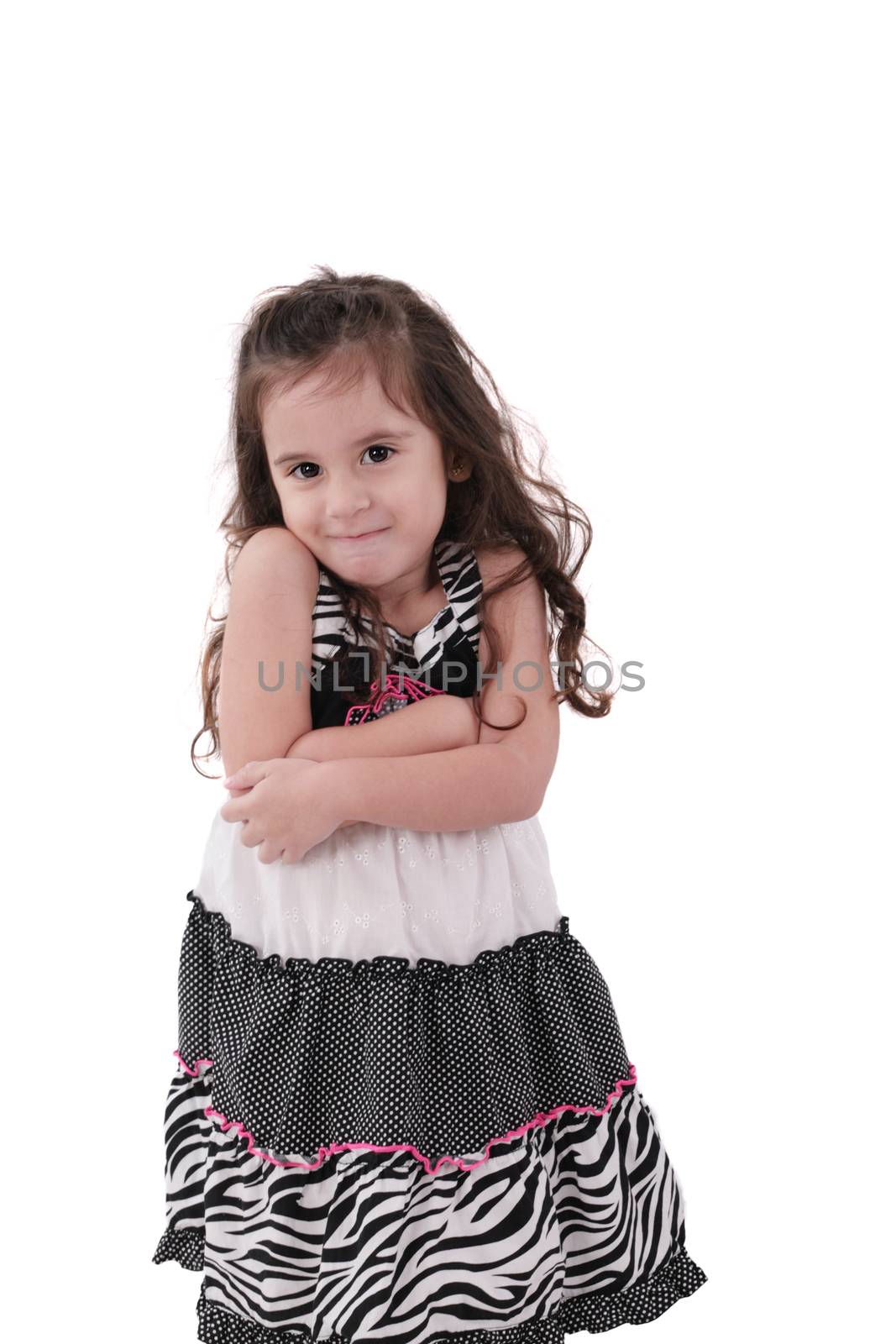 Brunette little girl isolated on a over white background by dacasdo