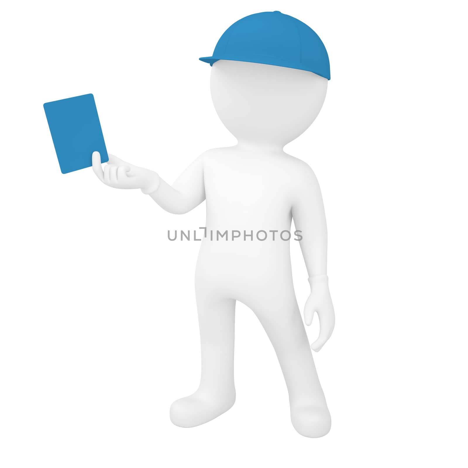 3d white man holding card by cherezoff