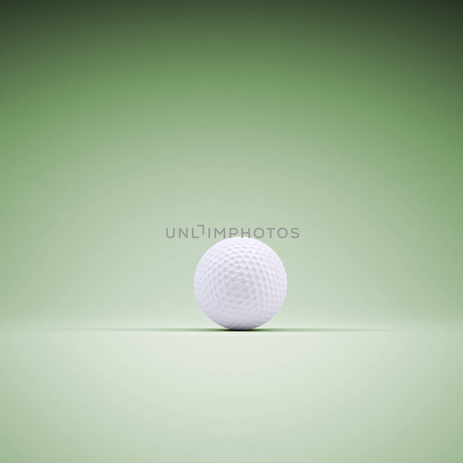 Golf ball. 3d rendering of a green background