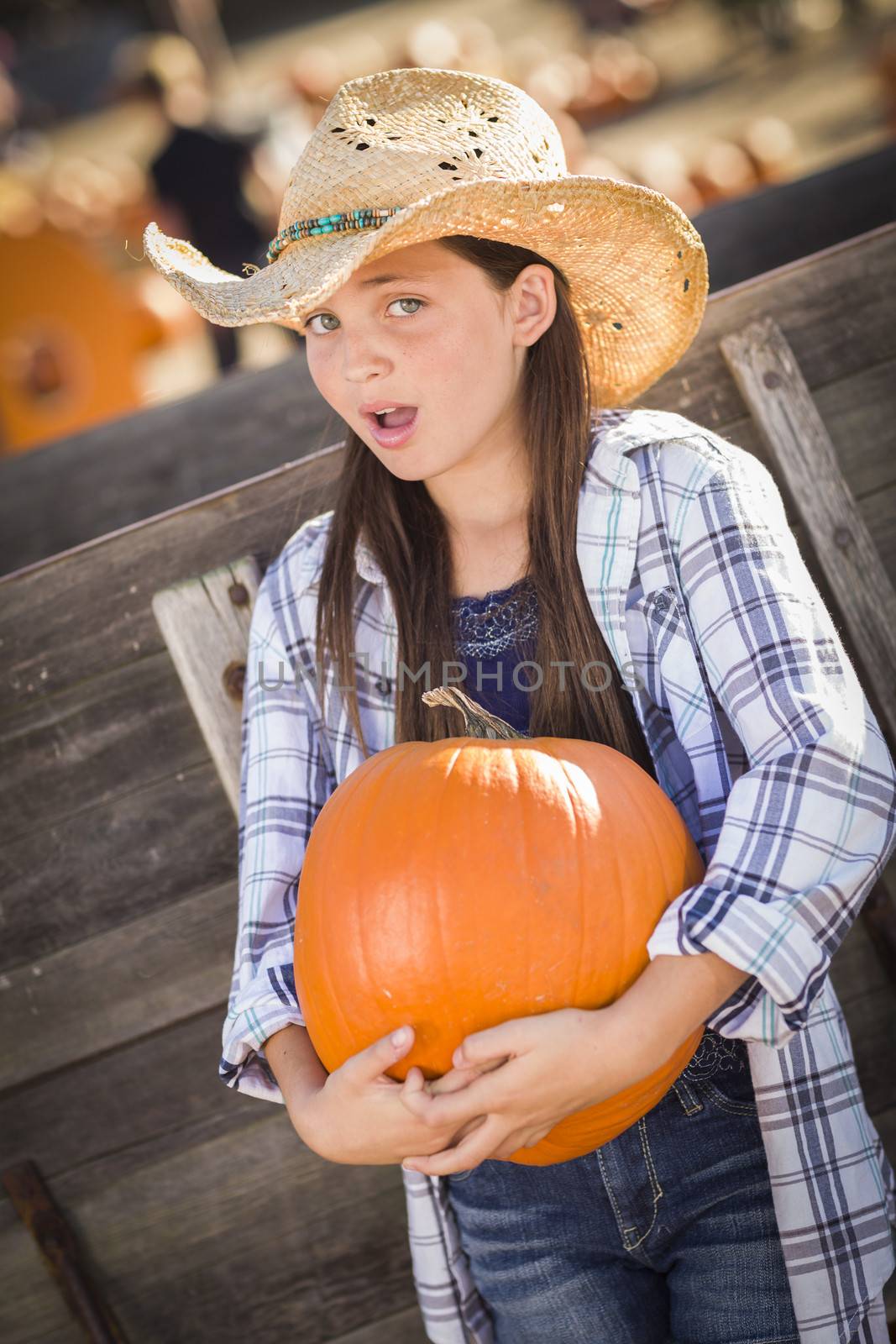 Preteen Girl Portrait at the Pumpkin Patch by Feverpitched