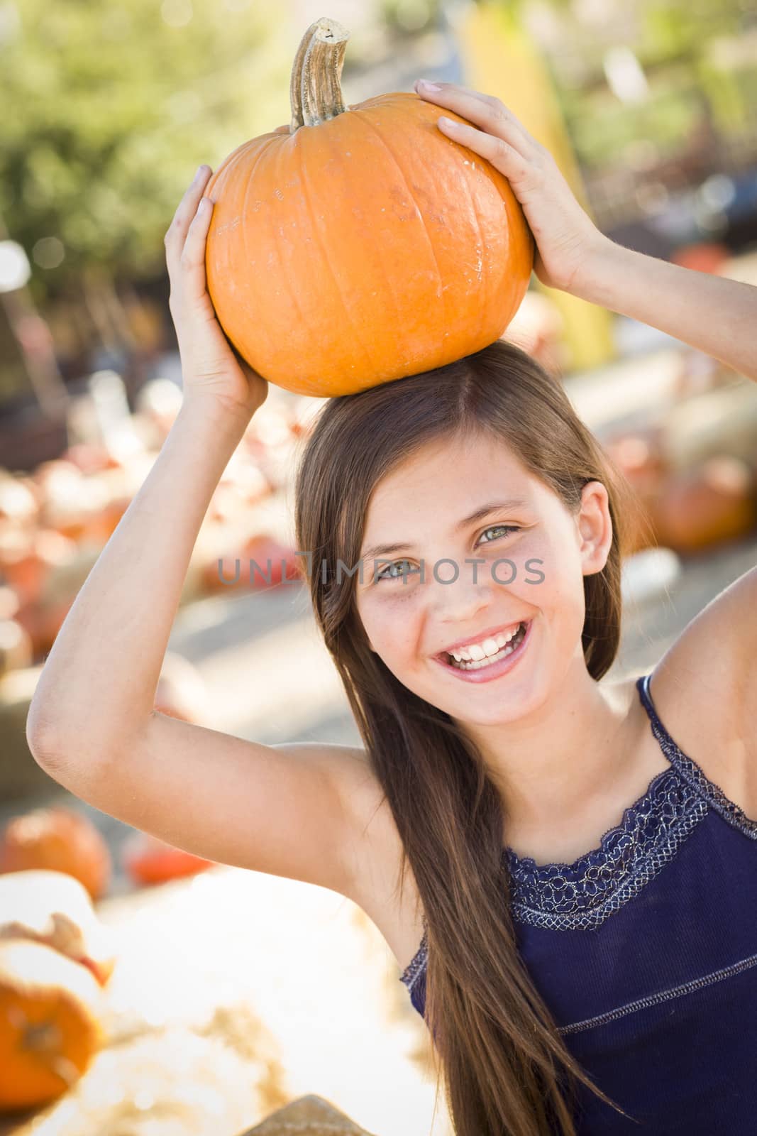 Preteen Girl Portrait at the Pumpkin Patch by Feverpitched