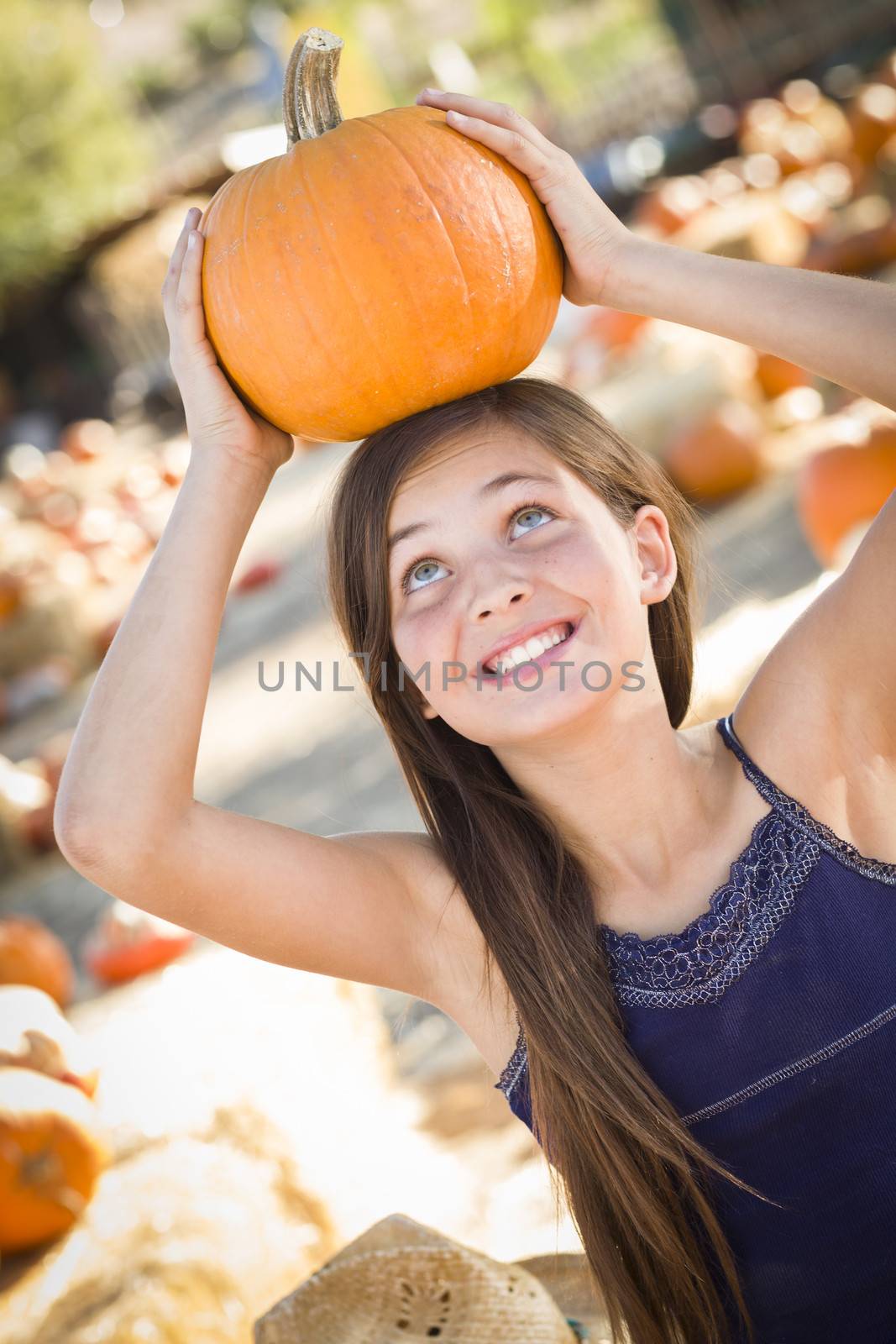 Preteen Girl Portrait at the Pumpkin Patch by Feverpitched