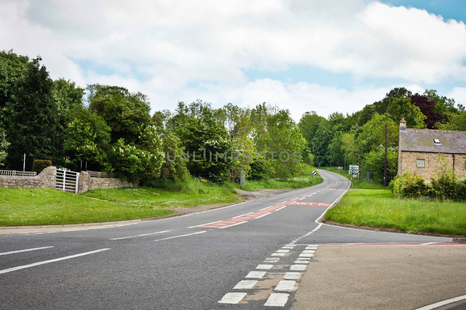 Junction at a rural road in Northumberland, UK