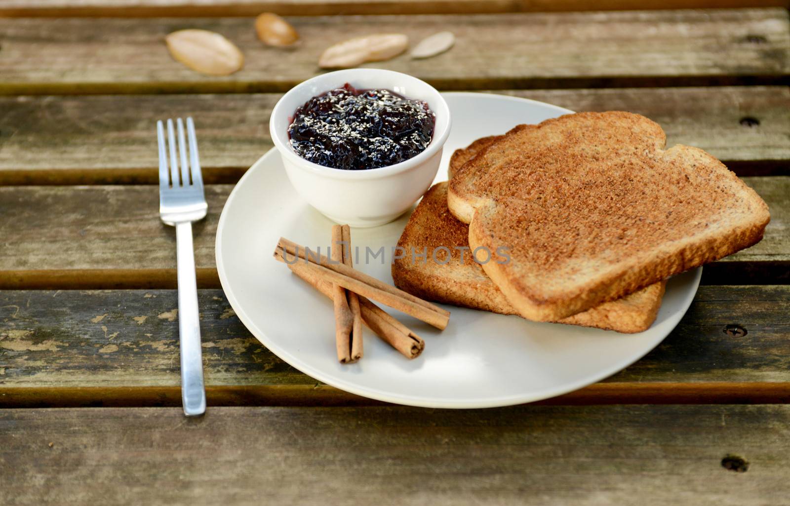 cinnamon toast with jam in autumn