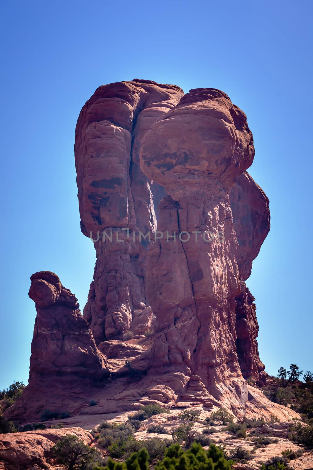 Classic Rock Pillar Sandstone Hoodoo Arches National Park Moab Utah USA Southwest. 