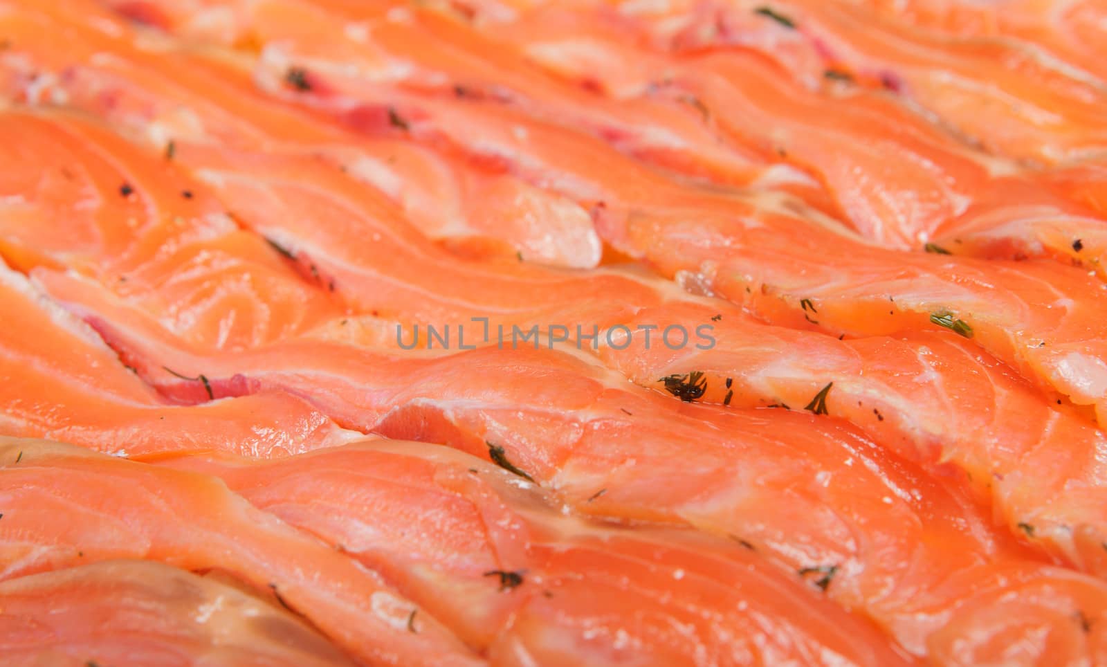 Delicious gravlux - thin slices of the trout