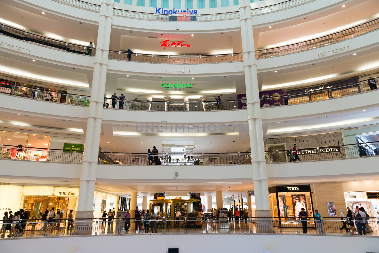 KUALA LUMPUR - JUN 15: Suria KLCC in Petronas Twin Towers on Jun 15, 2013 in Kuala Lumpur. Suria KLCC is a 140,000 m2 shopping mall at the feet of the Petronas Towers. 