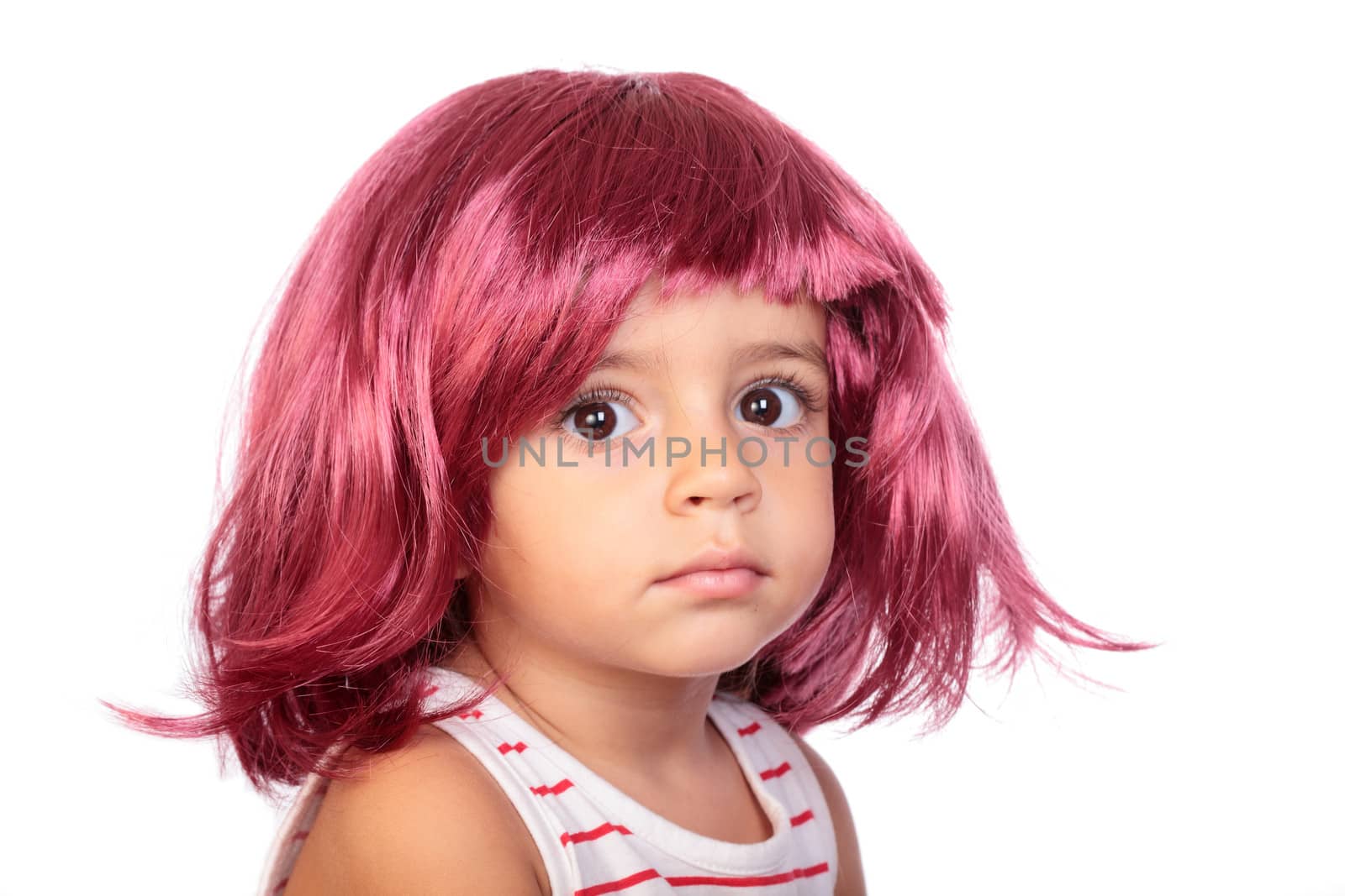 beautiful girl with a pink wig