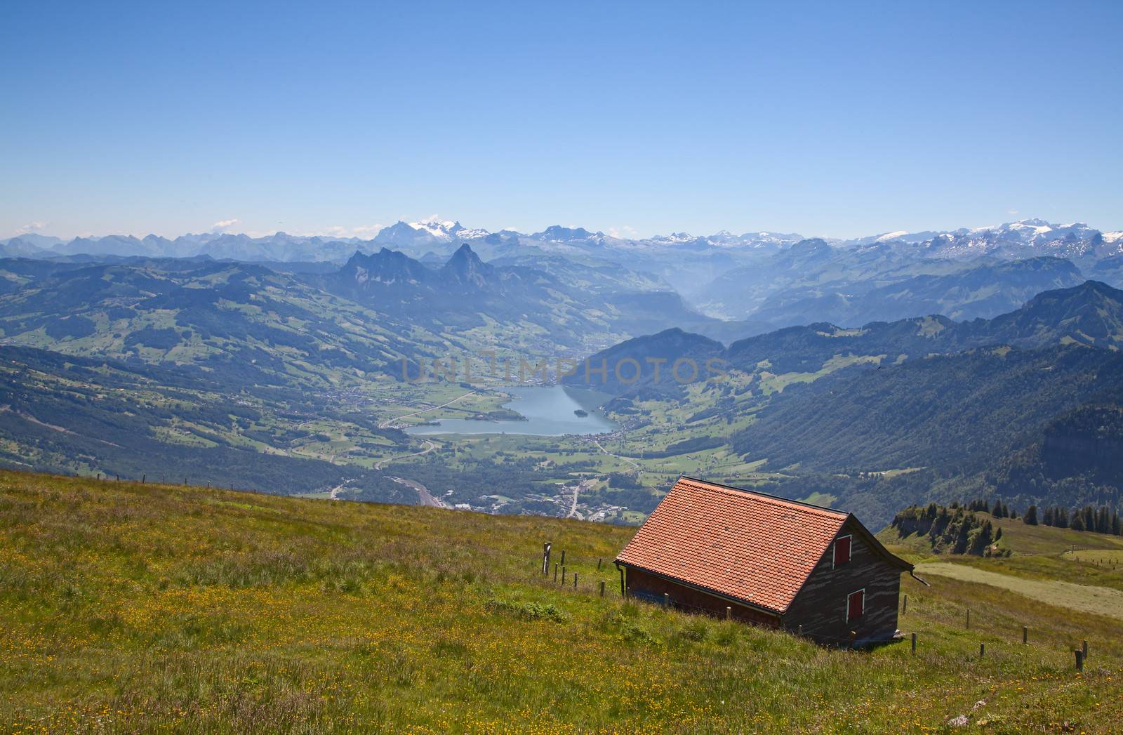 Summer in swiss alps. Mount Rigi, Switzerland