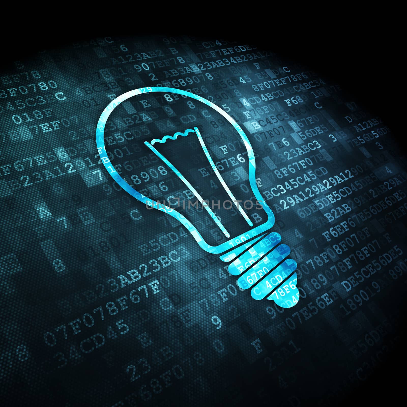 Finance concept: Light Bulb on digital background by maxkabakov