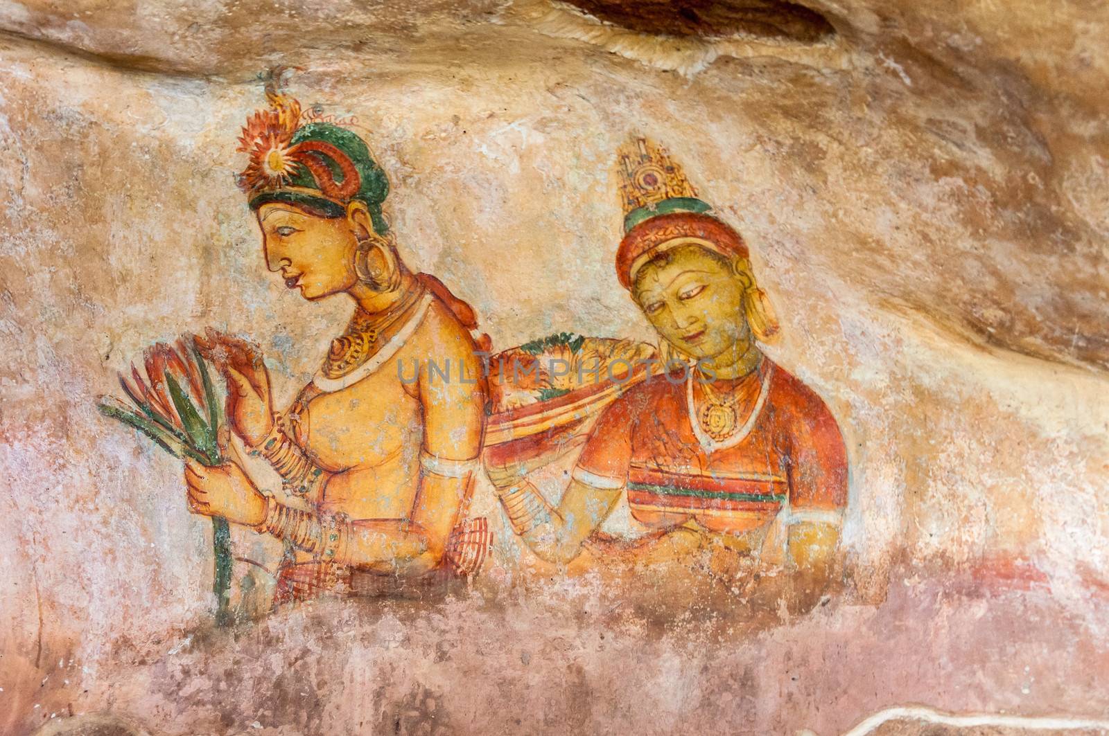 Ancient wall paintings at Sigirya by mkos83