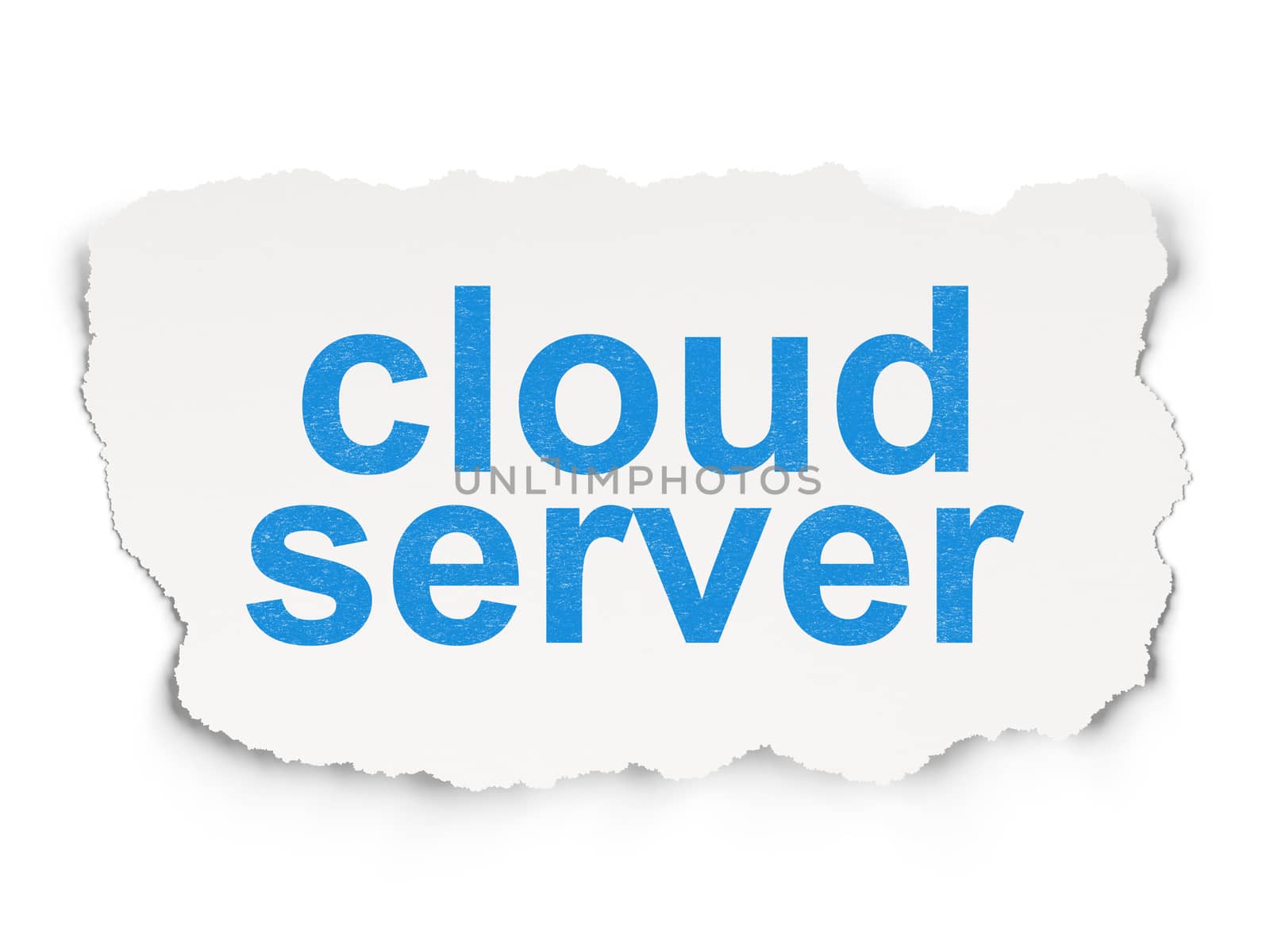 Cloud computing concept: torn paper with words Cloud Server on Paper background, 3d render