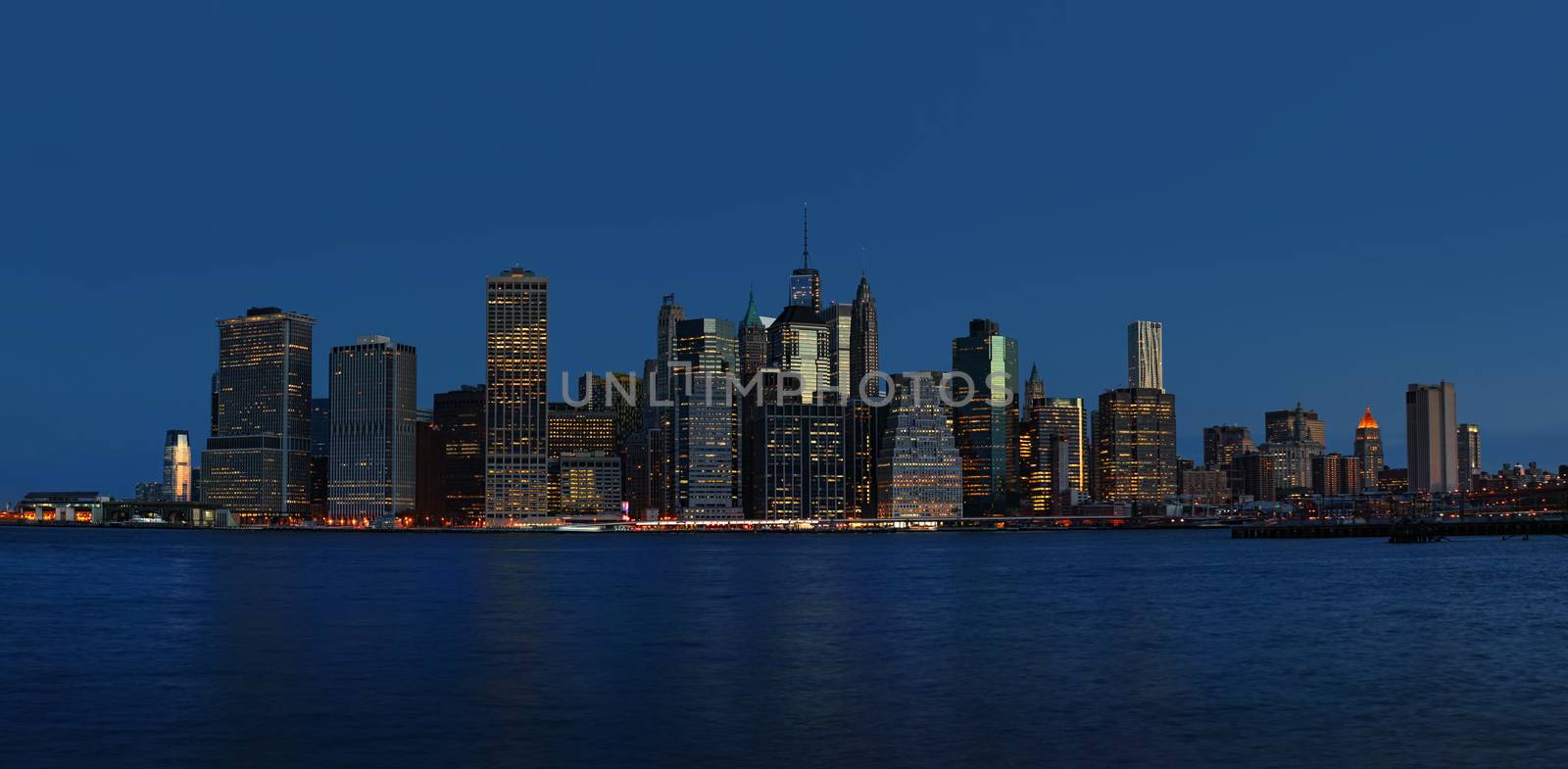 Manhattan. Early morning New York City skyline panorama