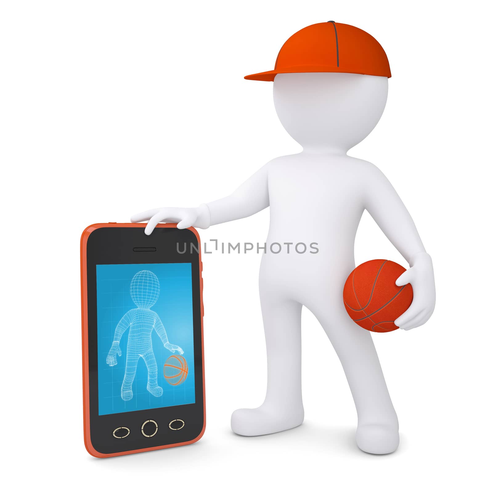 3d basketball player with the telephone by cherezoff