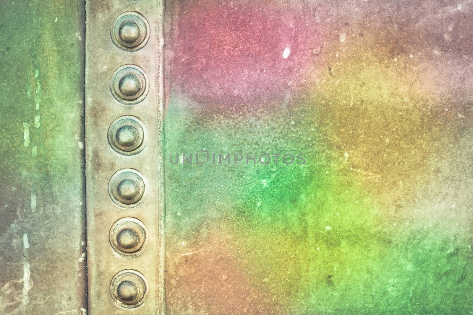 Vibrant colours on a grungy metal background