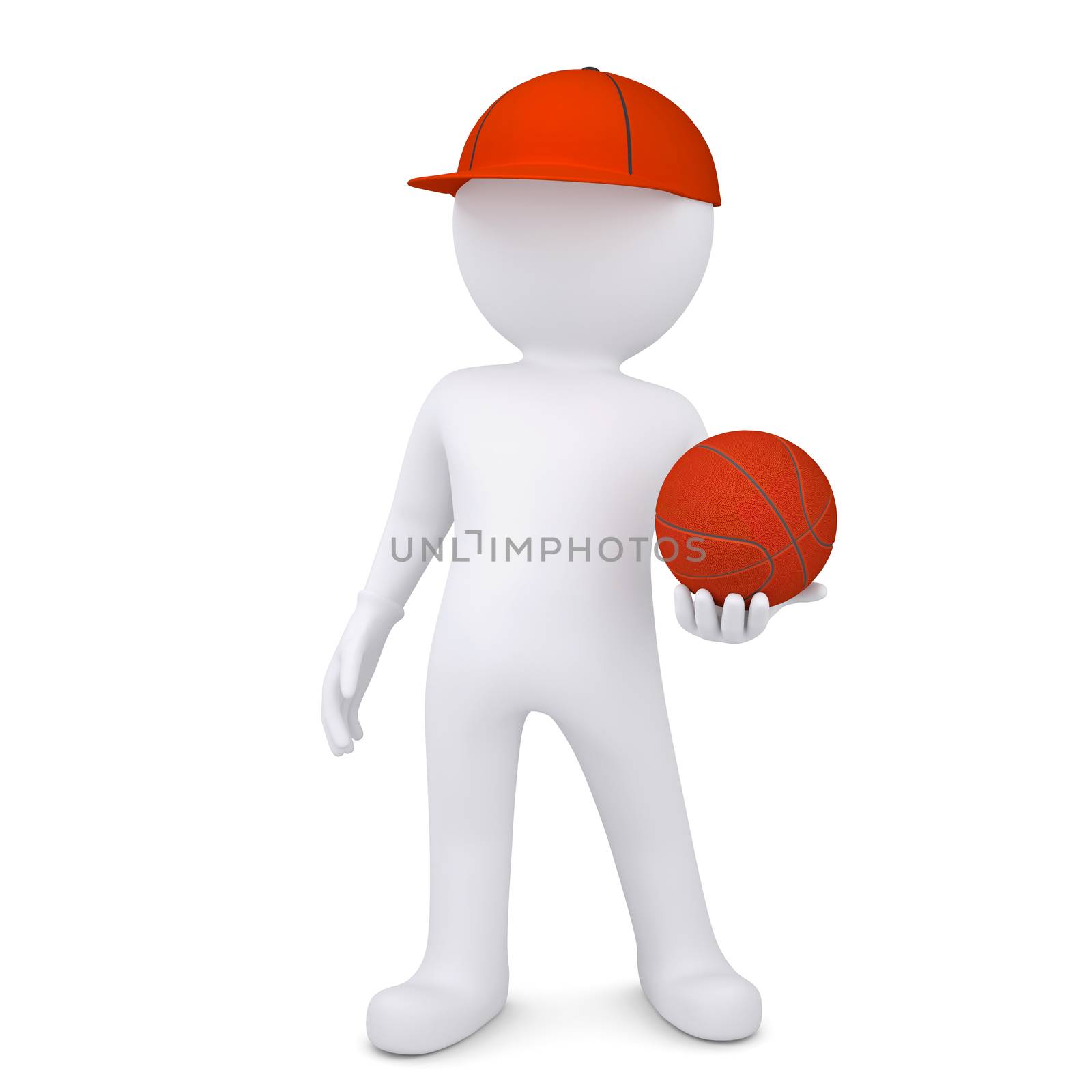 3d basketball player with the ball. Isolated render on a white background