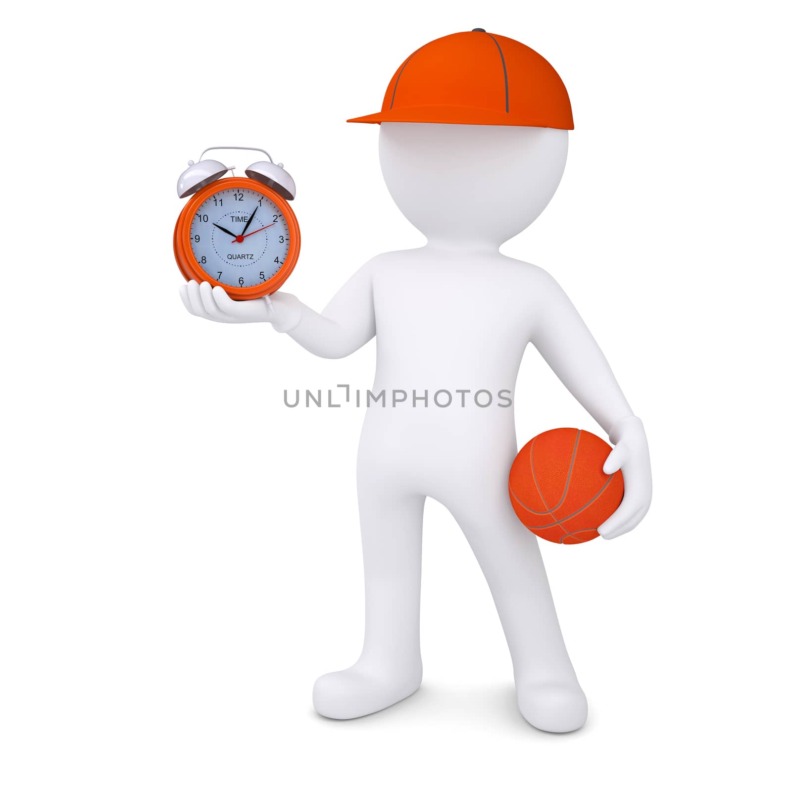 3d basketball player with the alarm clock by cherezoff