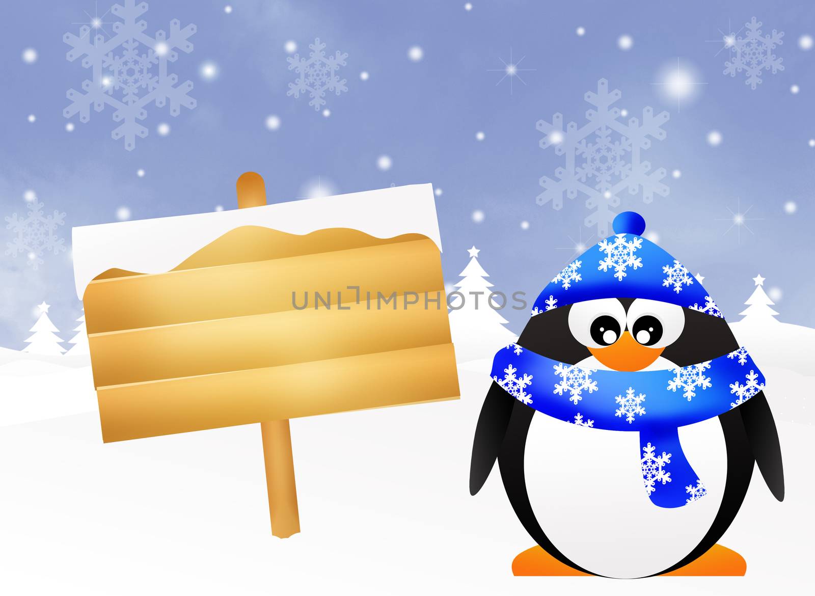 penguin in winter