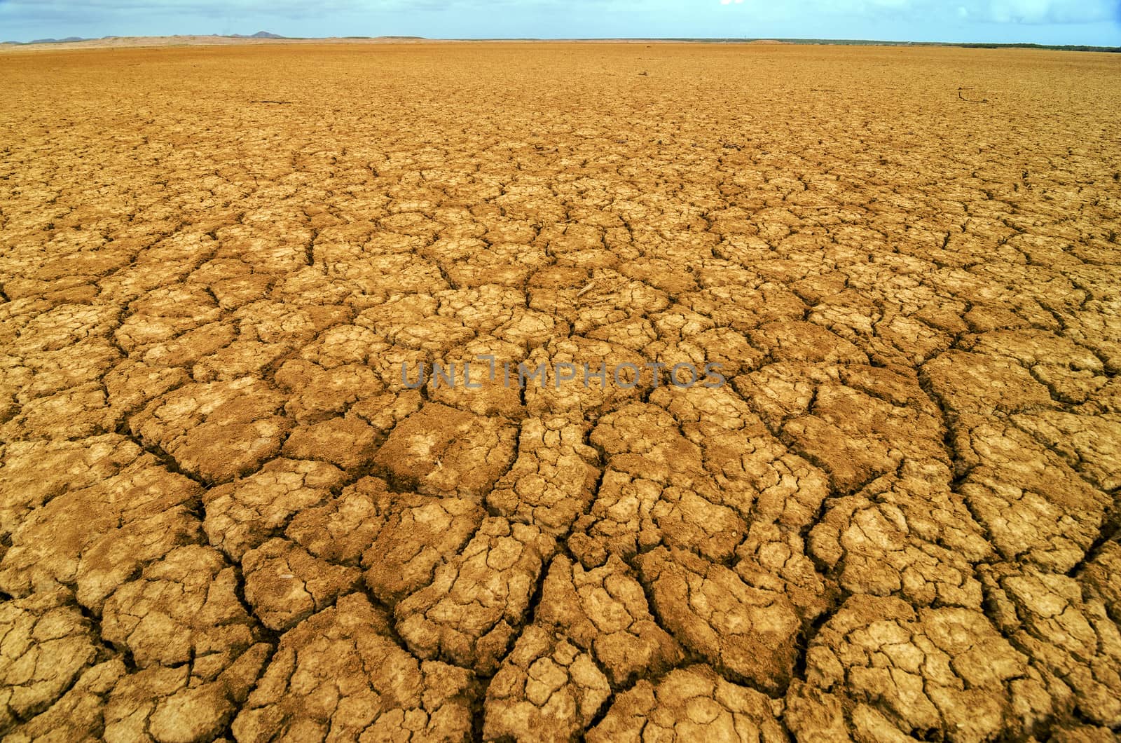 Dry cracked earth in a desert in Colombia