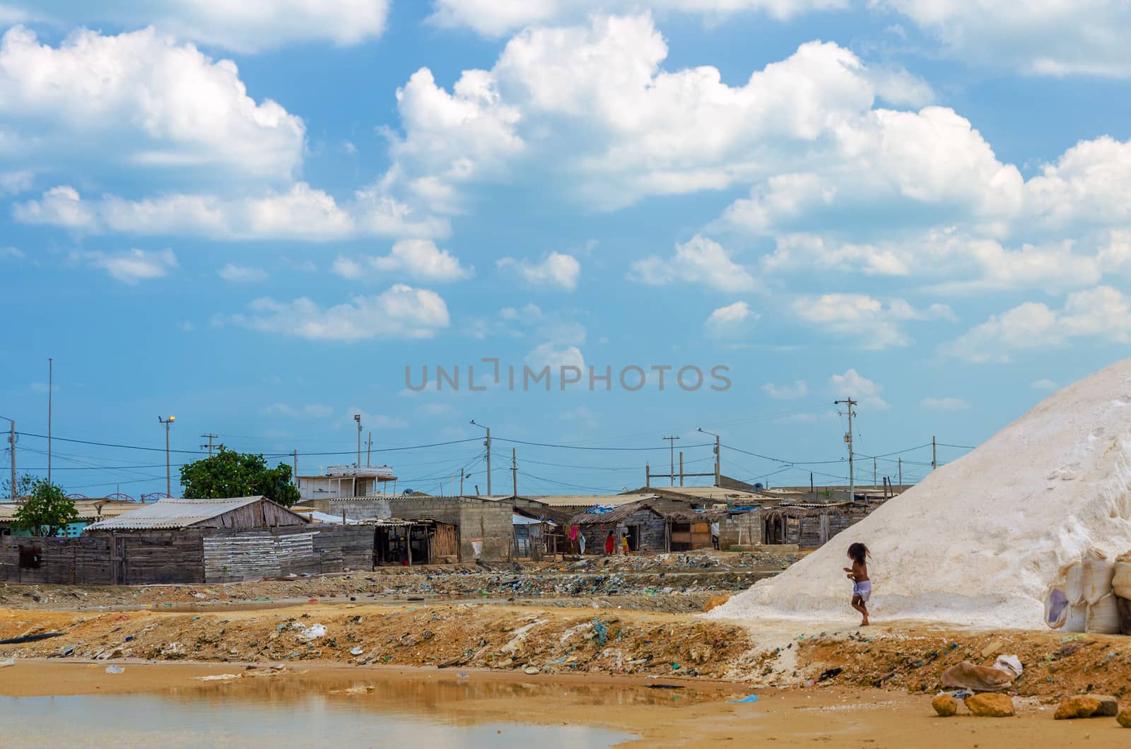 Slum in Colombia where the locals rely on small scale salt production
