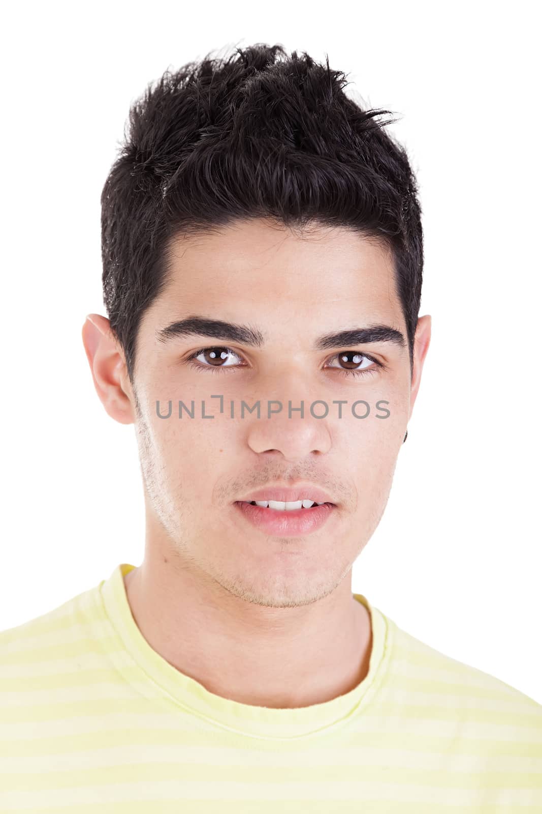 Portrait of a handsome young man on white background. Studio shot.