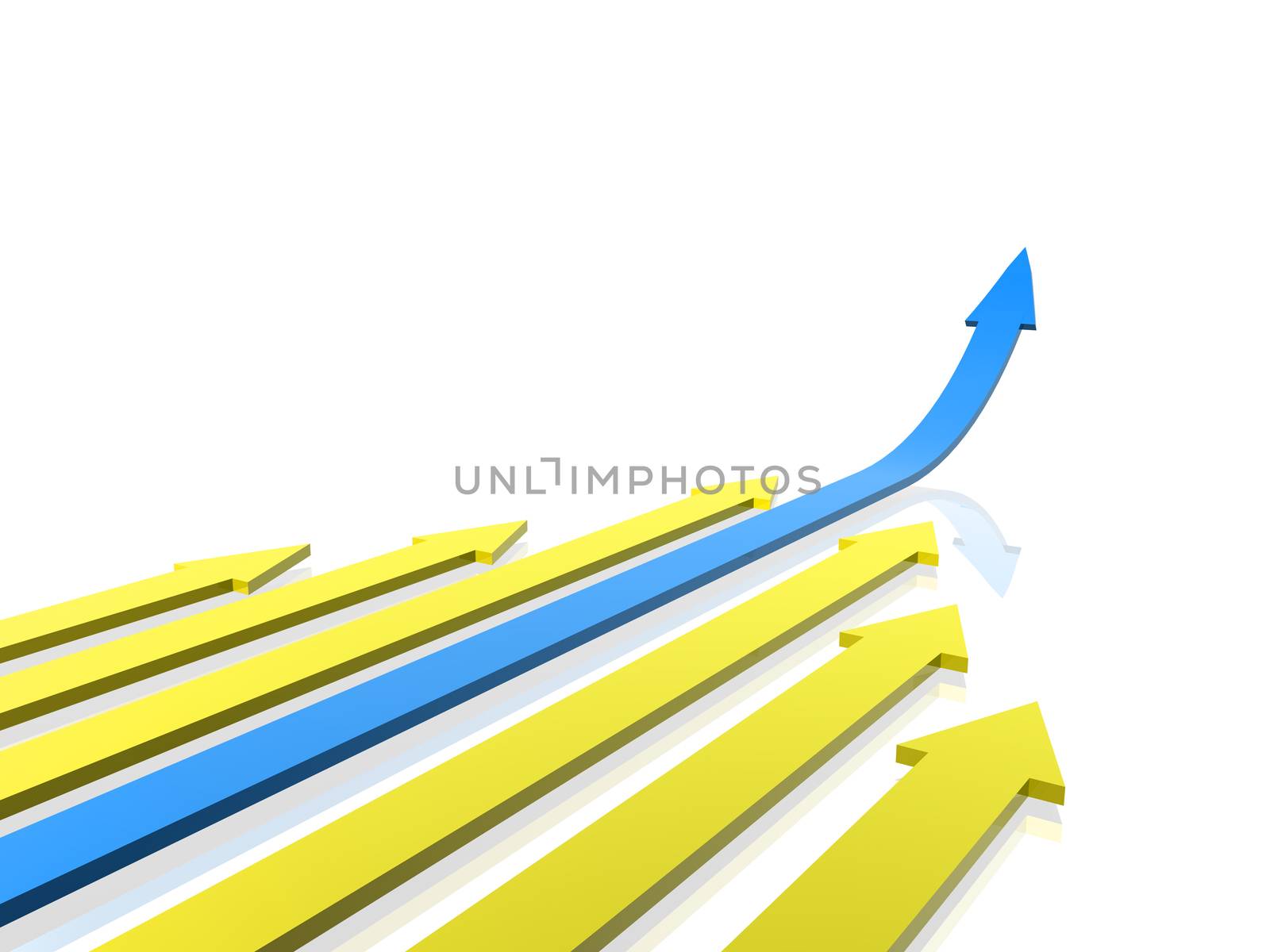 Business concept: Competition, success. 3D rendered Arrows.