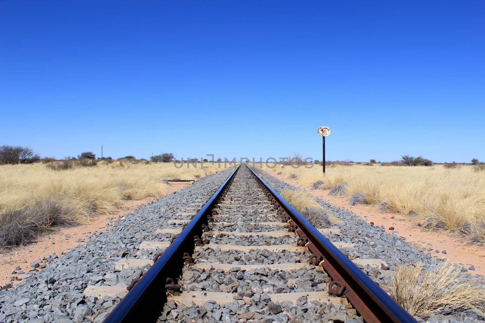 Namibian desert railway line perspective by ptxgarfield