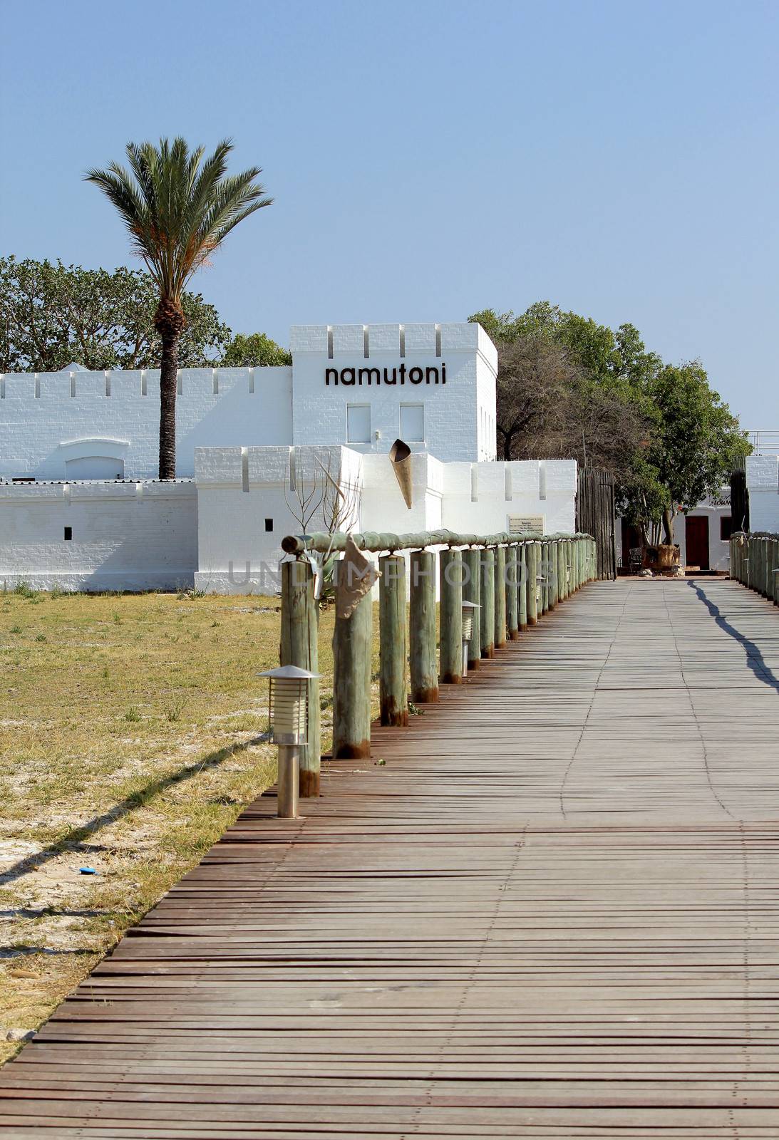 Namutoni Fort, entrance to Etosha National Park, Namibia. (a fort that was originally a German police post and later as a place to hold English prisoners in World War I)