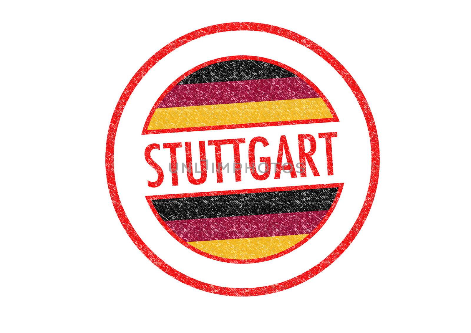 Passport-style STUTTGART rubber stamp over a white background.