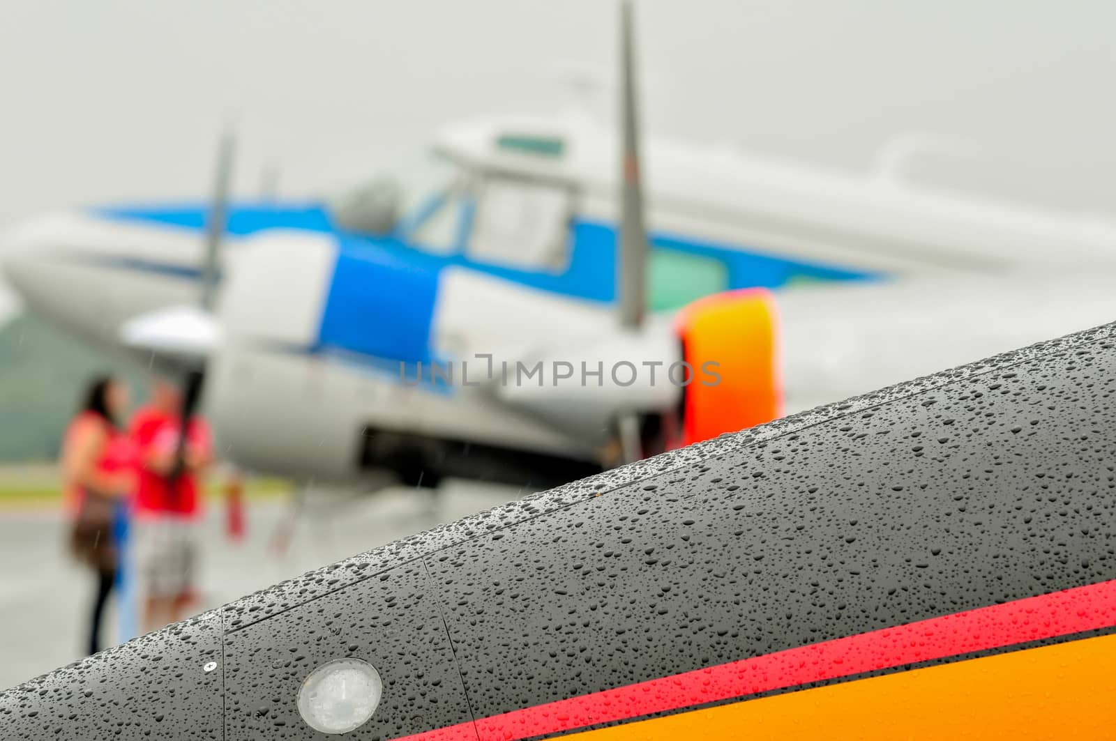 abstract view of airshow during a rain storm