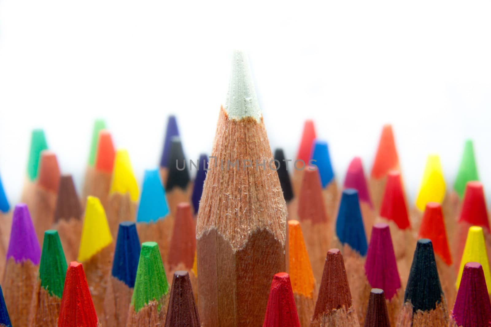 Macro detail of a set of colored pencils