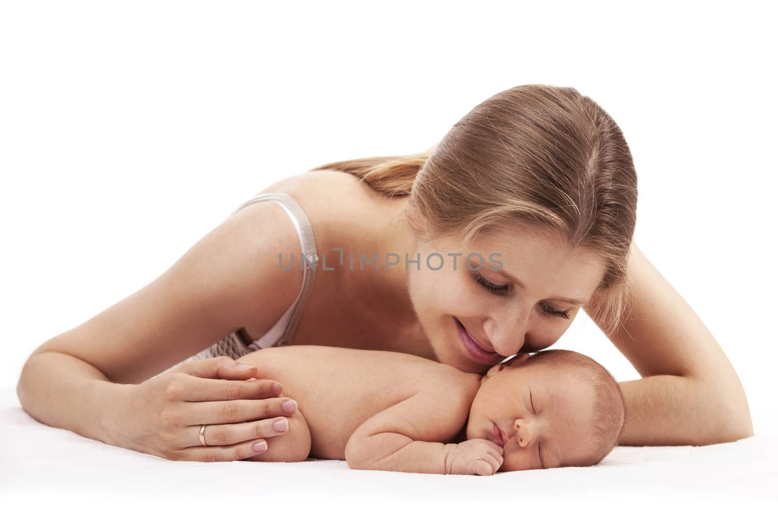 Young mother and newborn son by photobac