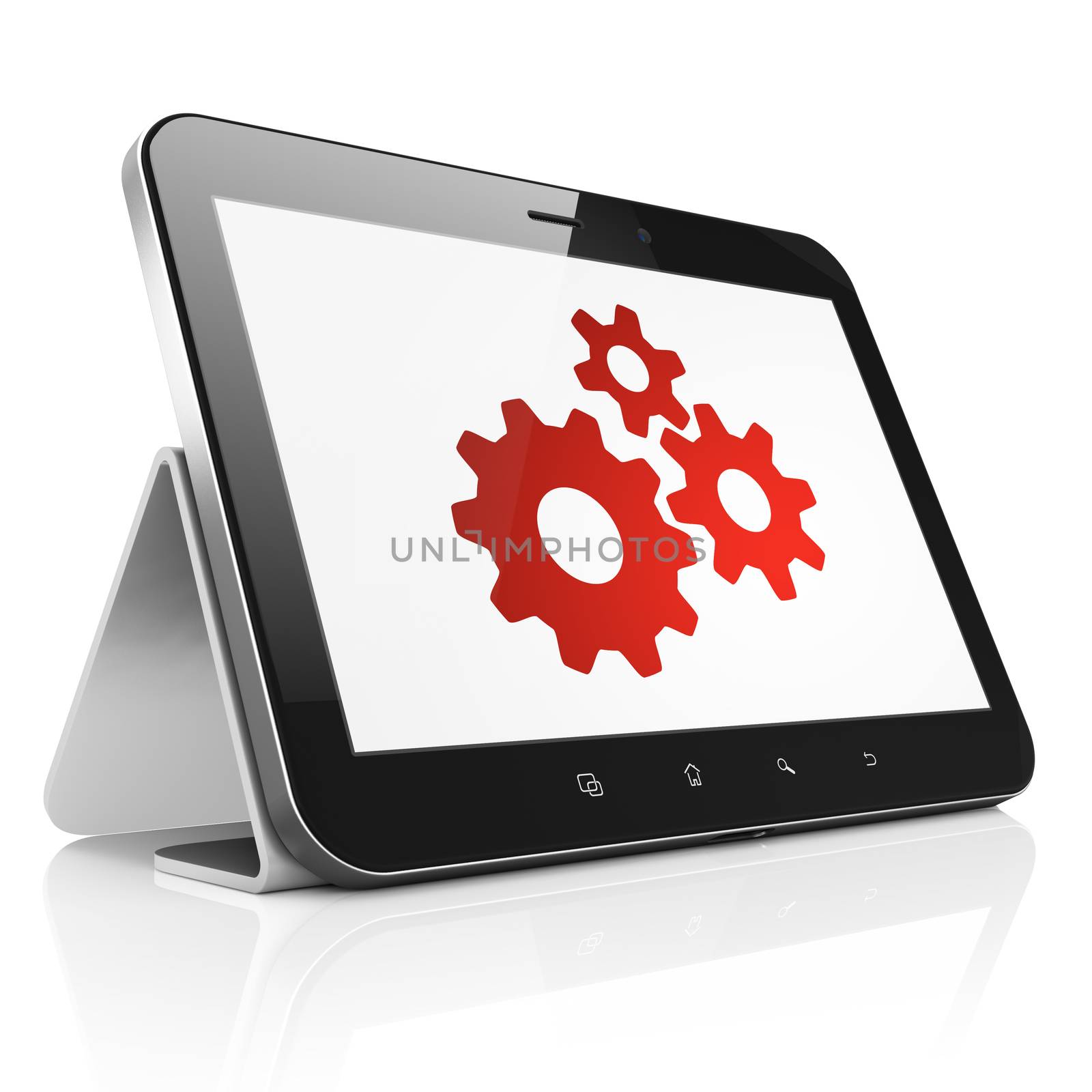 Data concept: Gears on tablet pc computer by maxkabakov