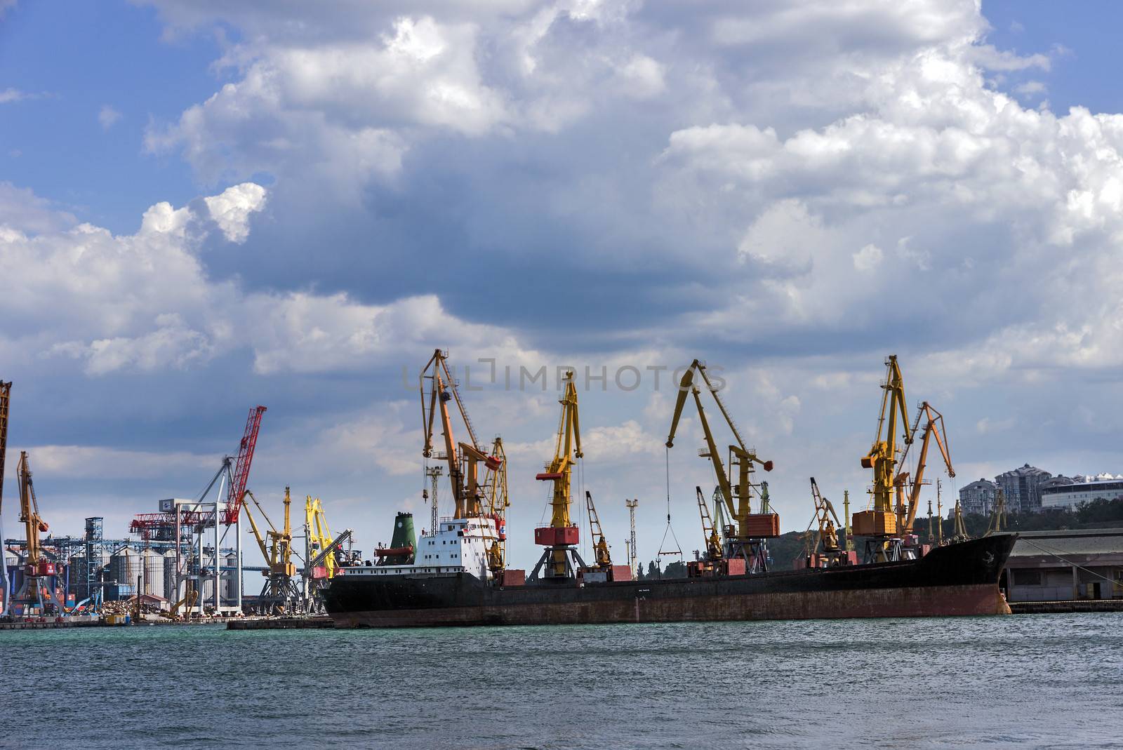 Cargo sea port. Sea cargo cranes.Odessa, Ukraine.