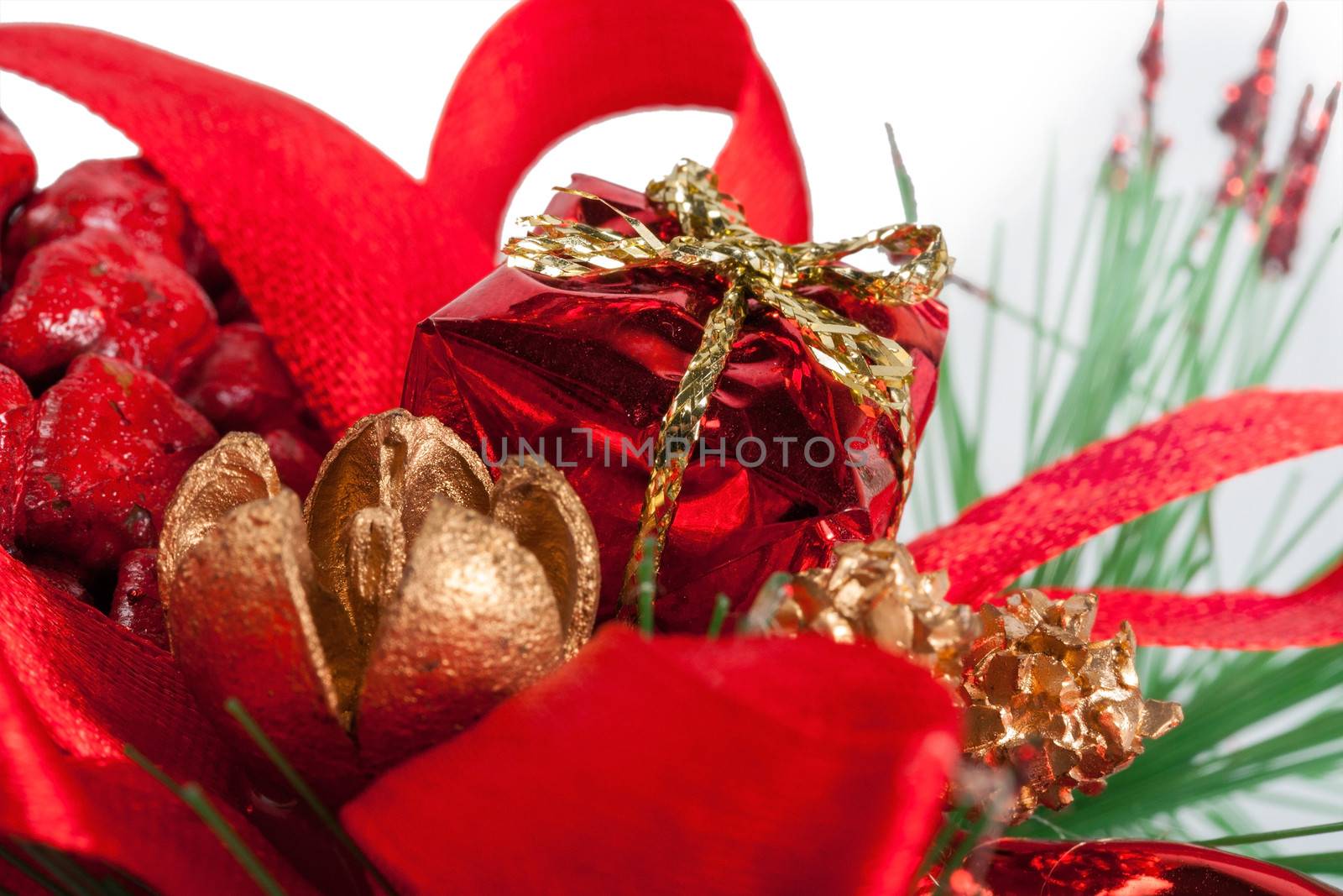 Christmas decoration red wrapped gift - present