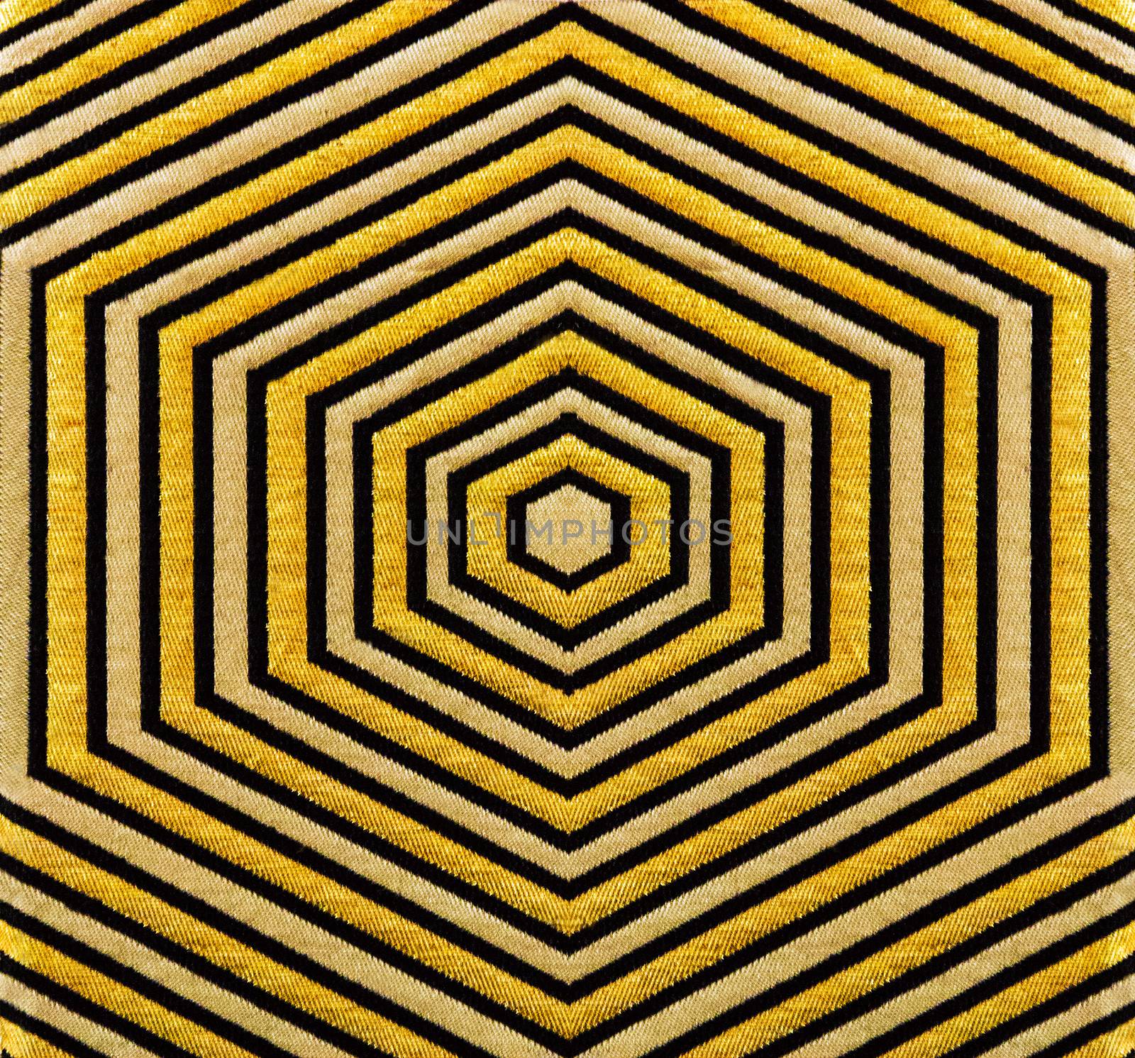 Golden geometry ornament textile pattern - antique cloth japanese kimono of the samurai