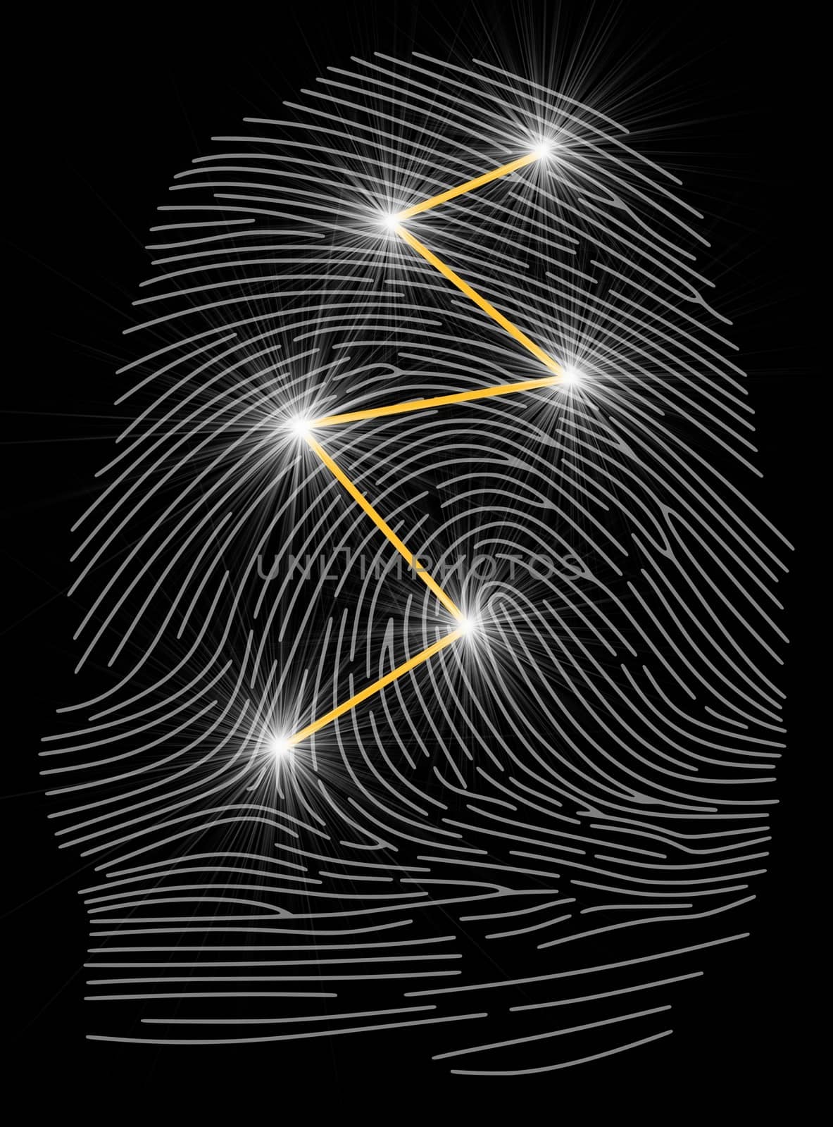 Illustration of a fingerprint with connections