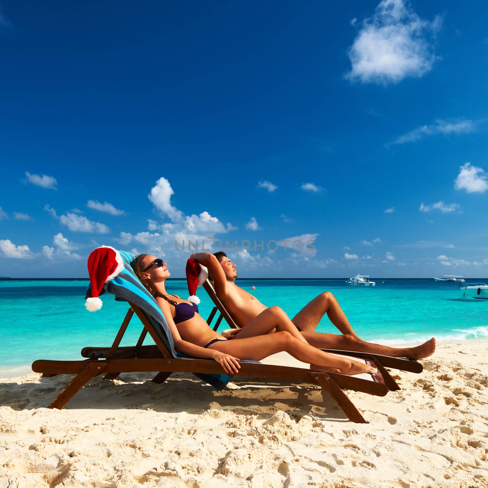 Couple on a tropical beach at Maldives