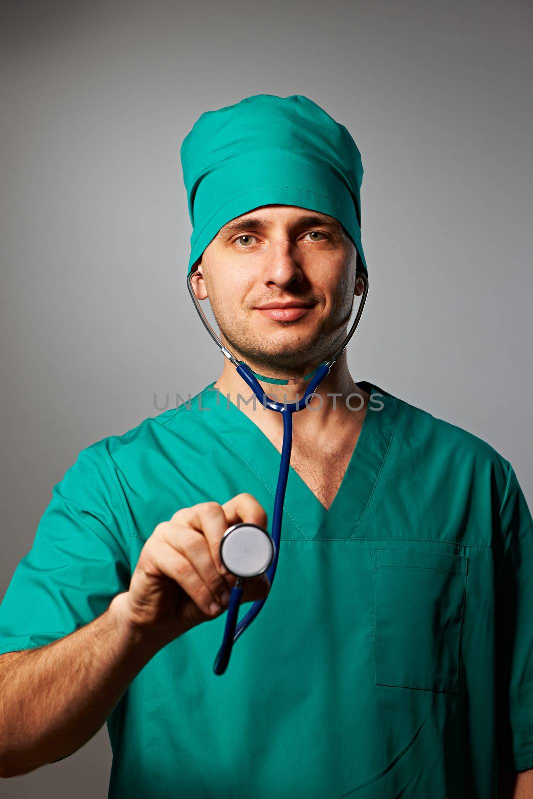 Surgeon with stethoscope by haveseen