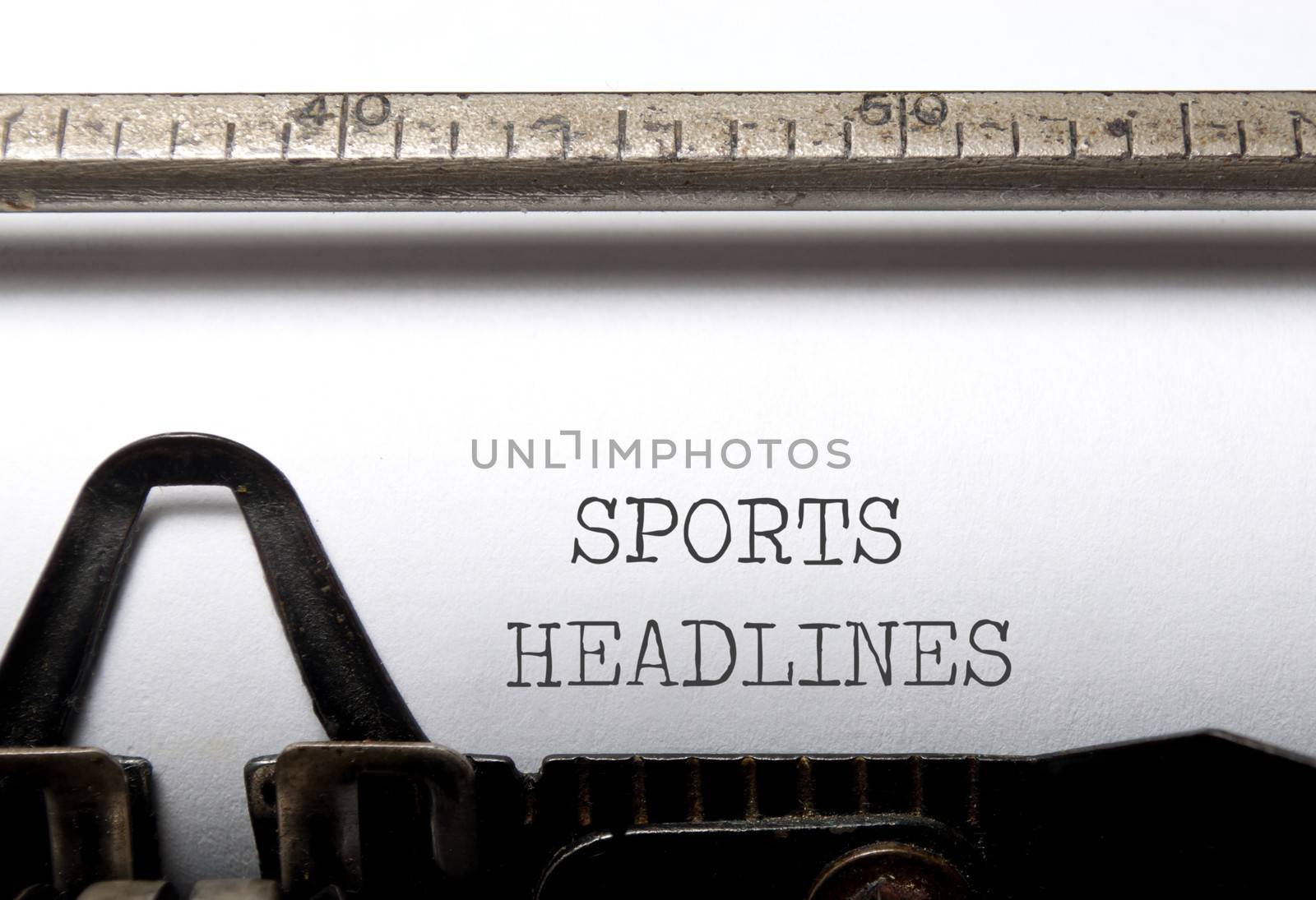 Sports headlines typed on a vintage typewriter 