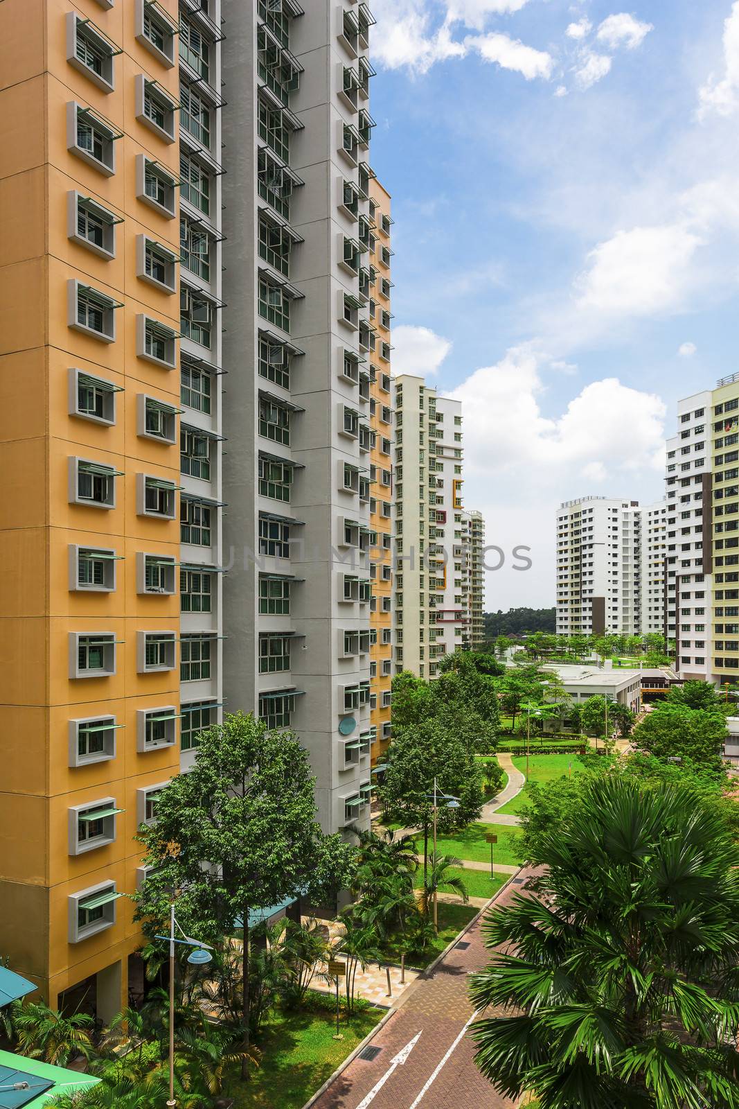 A new colorful neighborhood estate in Singapore.